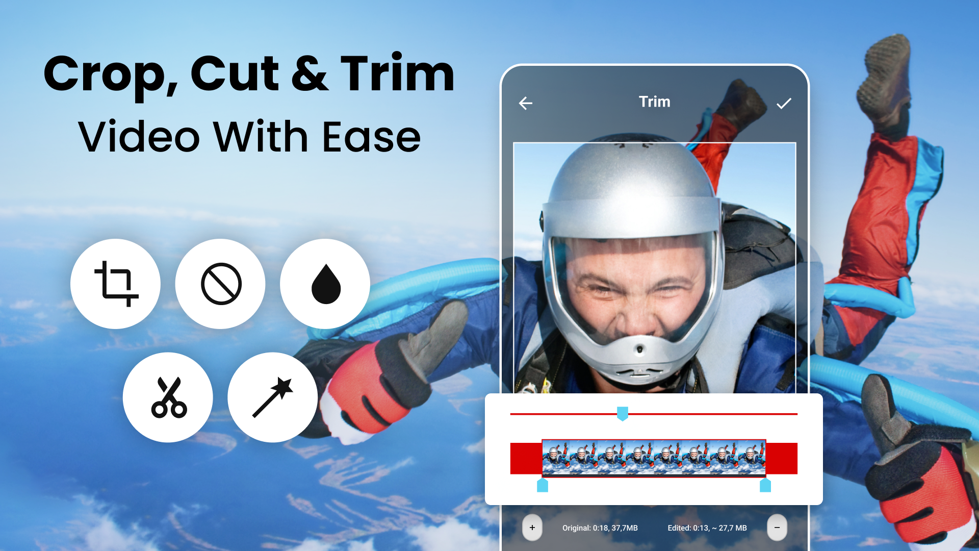 اسکرین شات 1 برنامه Crop, Cut & Trim Video Editor
