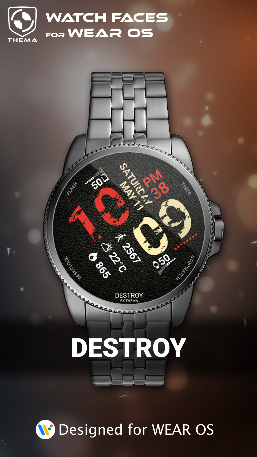اسکرین شات 1 برنامه Destroy Watch Face