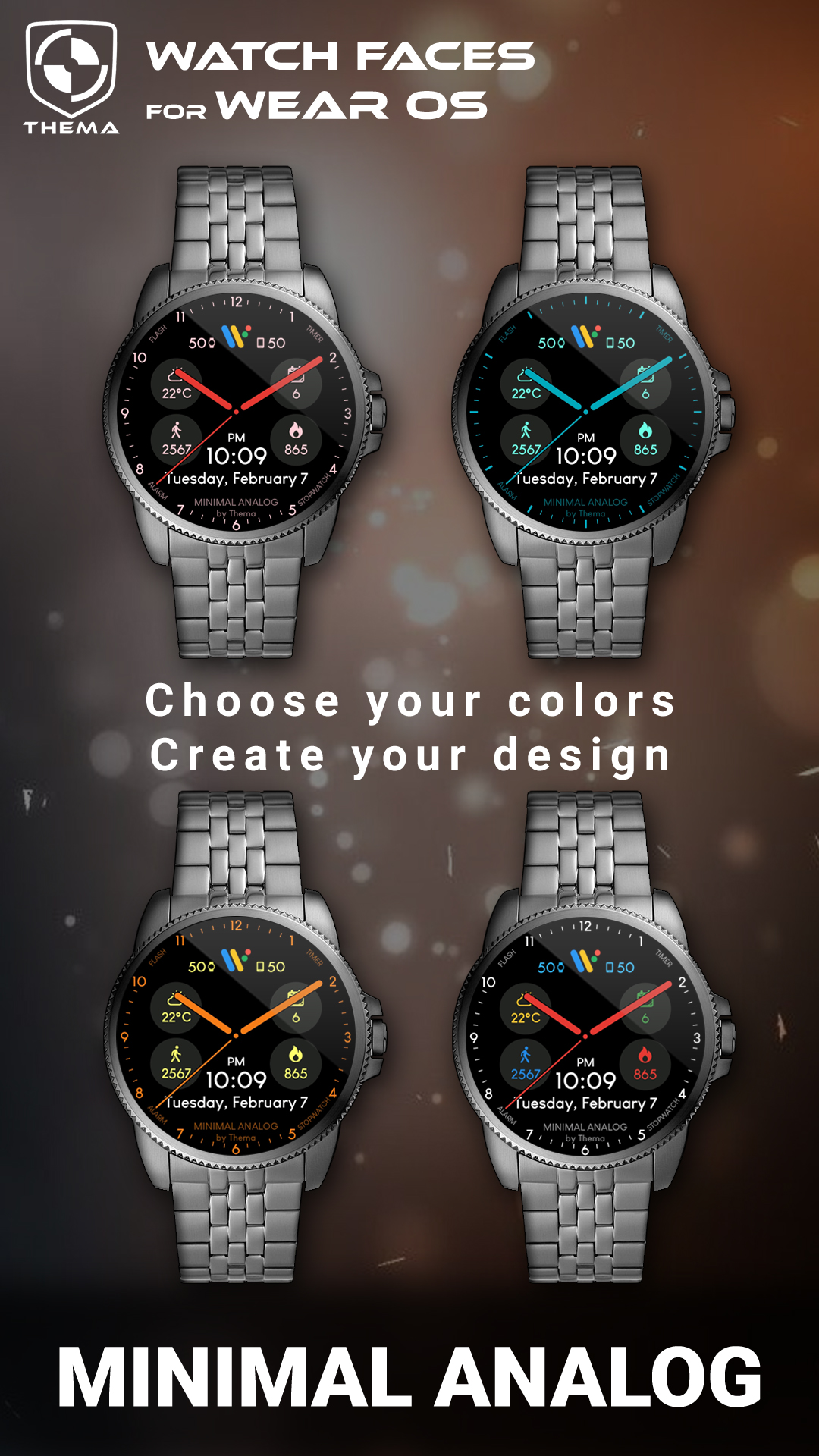 اسکرین شات 2 برنامه Minimal Analog Watch Face