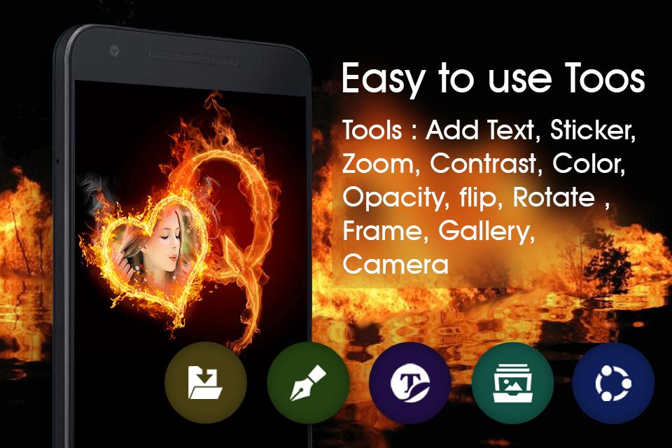 اسکرین شات 4 برنامه Fire Text Photo Frame