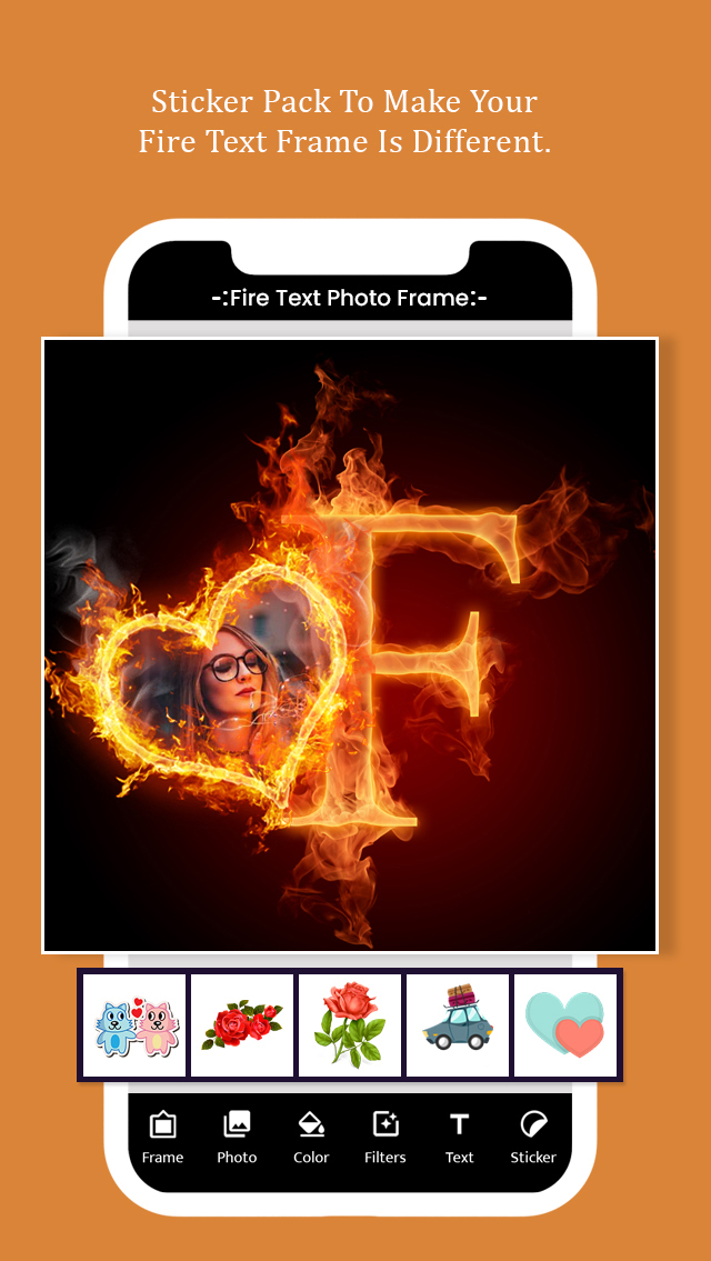 اسکرین شات 5 برنامه Fire Text Photo Frame