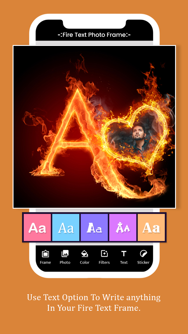 اسکرین شات 4 برنامه Fire Text Photo Frame
