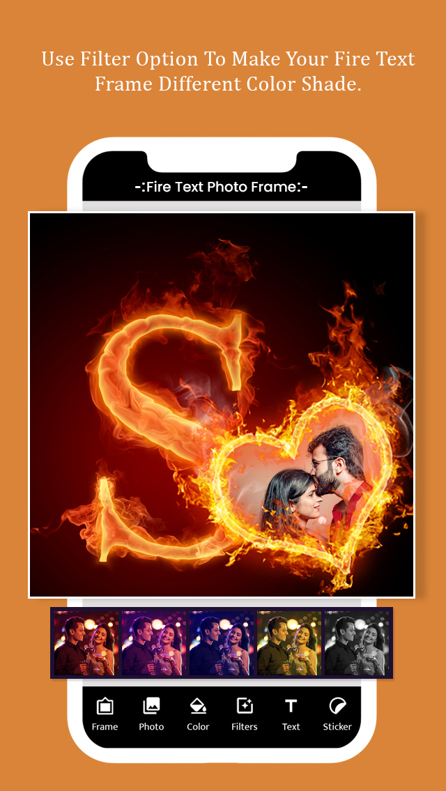 اسکرین شات 3 برنامه Fire Text Photo Frame