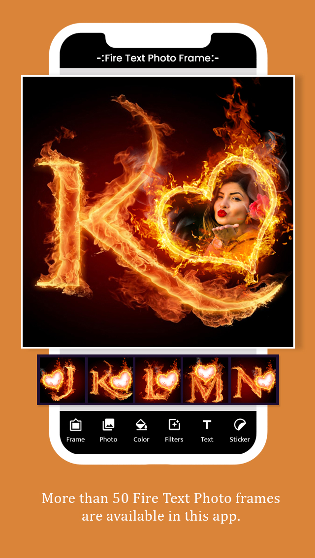 اسکرین شات 2 برنامه Fire Text Photo Frame