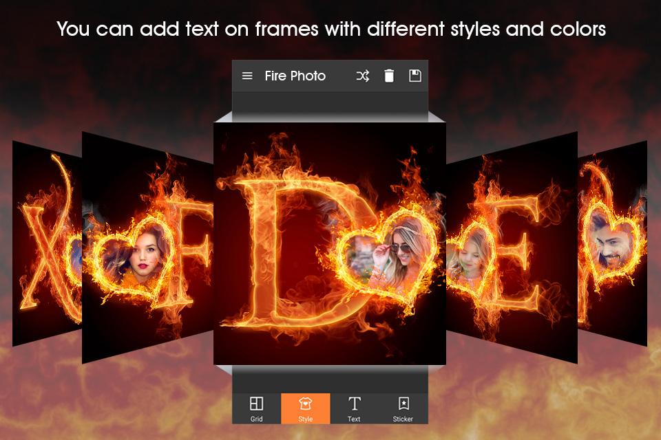 اسکرین شات 3 برنامه Fire Text Photo Frame