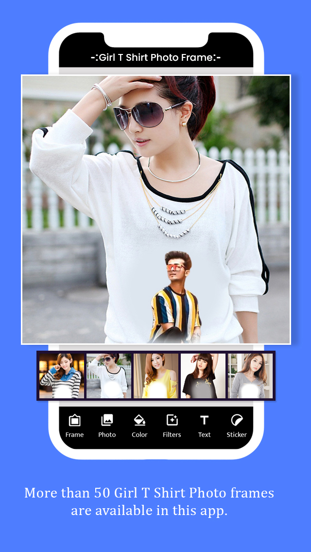 اسکرین شات 2 برنامه Girl T Shirt Photo Frame
