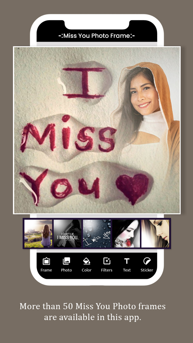 اسکرین شات 2 برنامه Miss You Photo Frame
