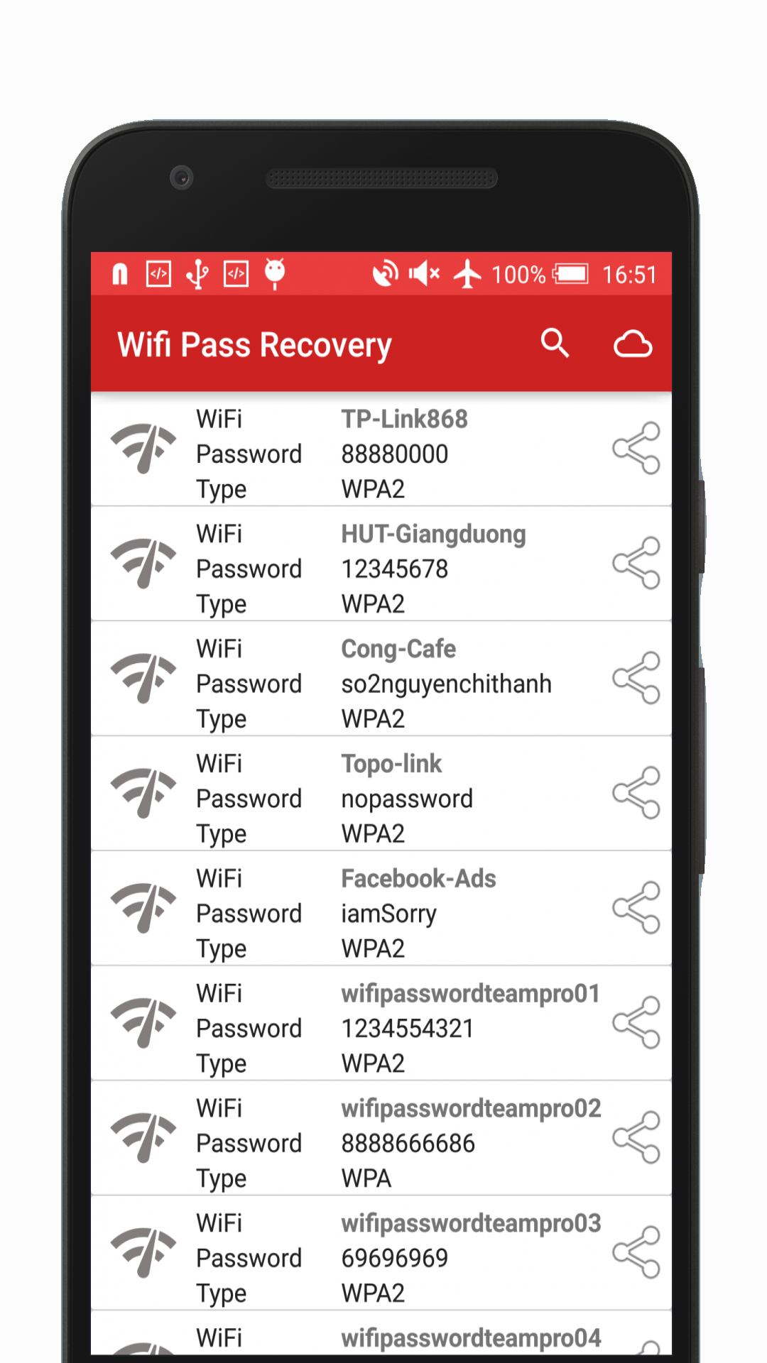 اسکرین شات 2 برنامه WiFi Password Recovery