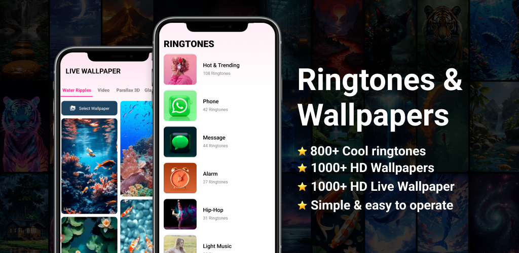 اسکرین شات 1 برنامه Ringtones songs & HD Wallpaper