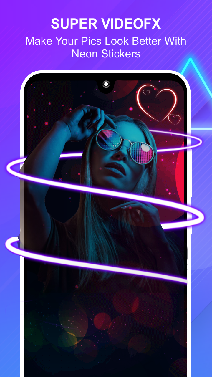 اسکرین شات 1 برنامه Super FX Video Effects - Neon Sketch Video Editor