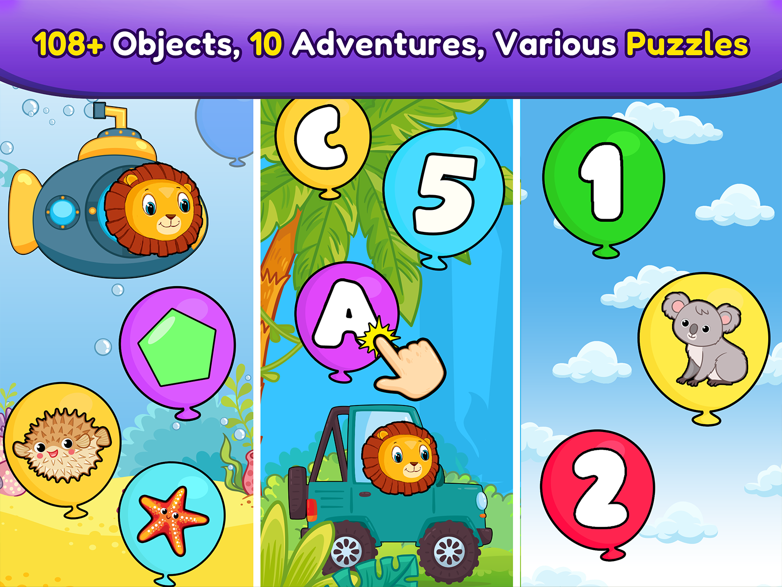 اسکرین شات 1 بازی Balloon Pop Kids Learning Game
