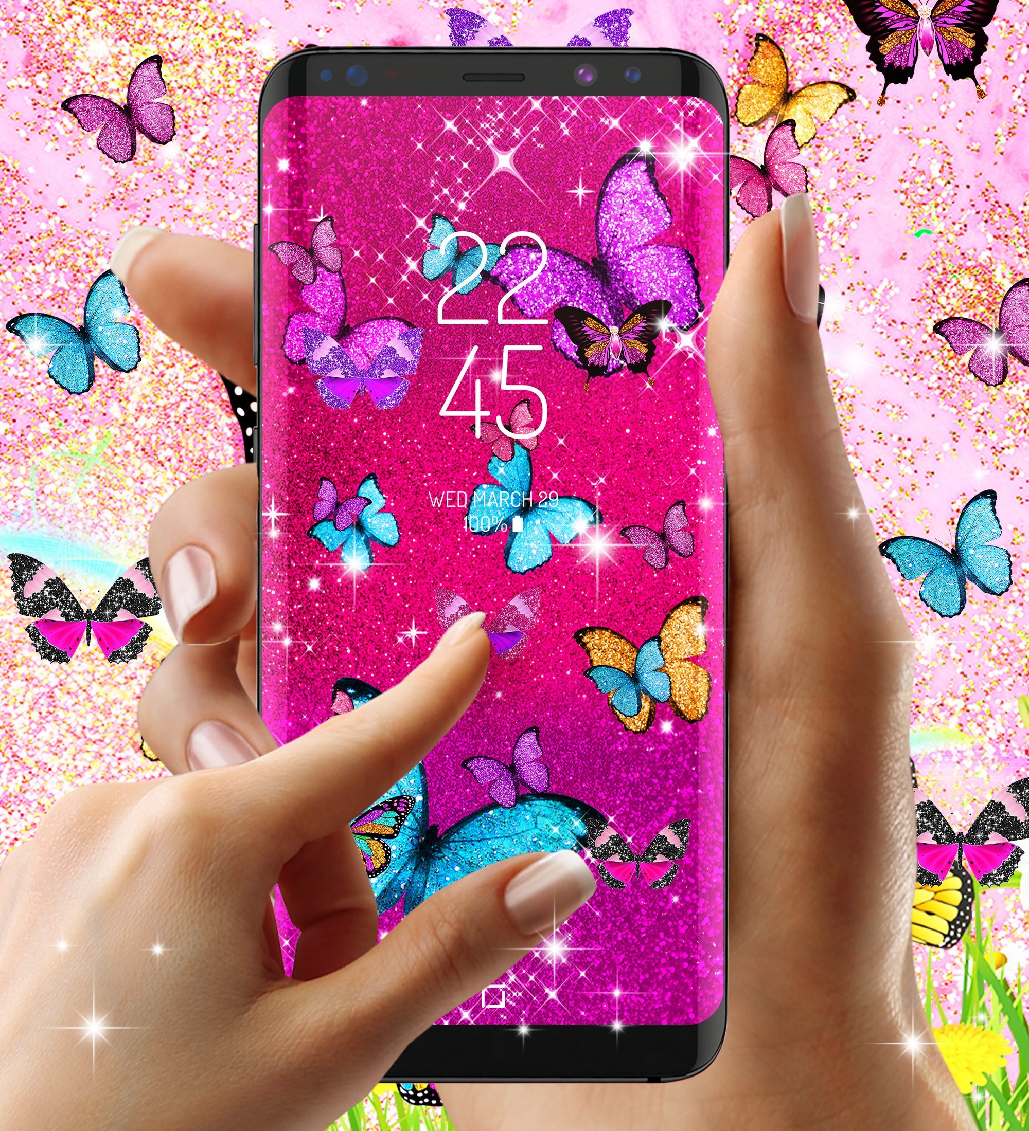 اسکرین شات 6 برنامه Glitter butterfly wallpapers