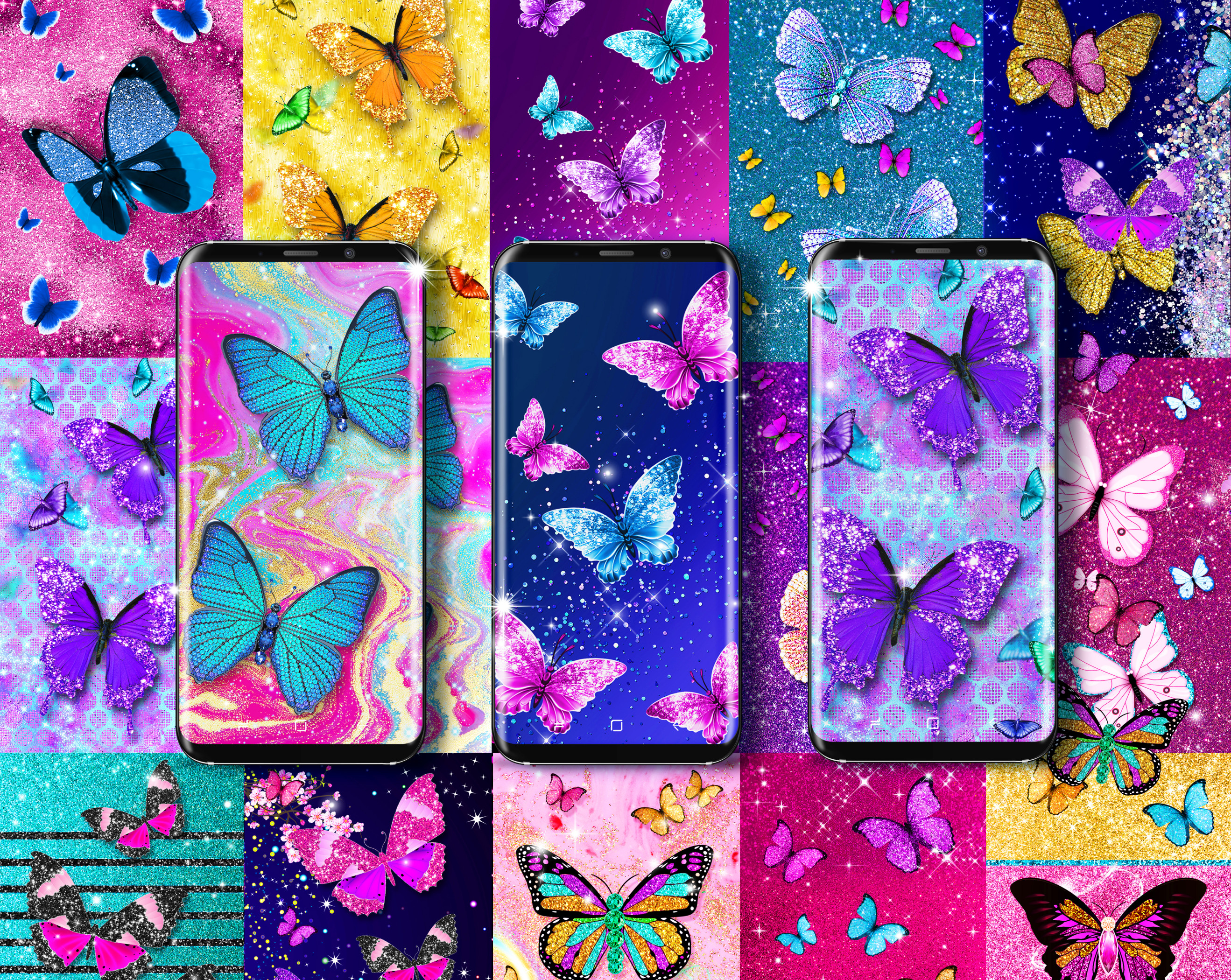 اسکرین شات 1 برنامه Glitter butterfly wallpapers