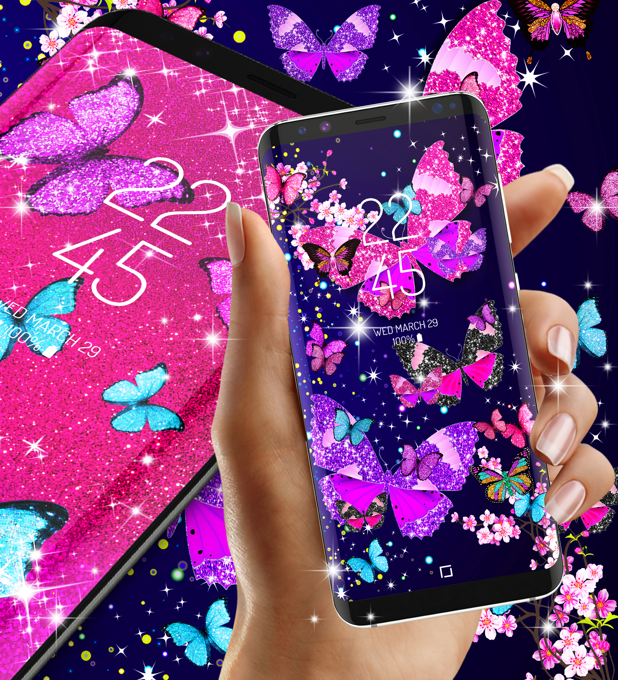 اسکرین شات 8 برنامه Glitter butterfly wallpapers