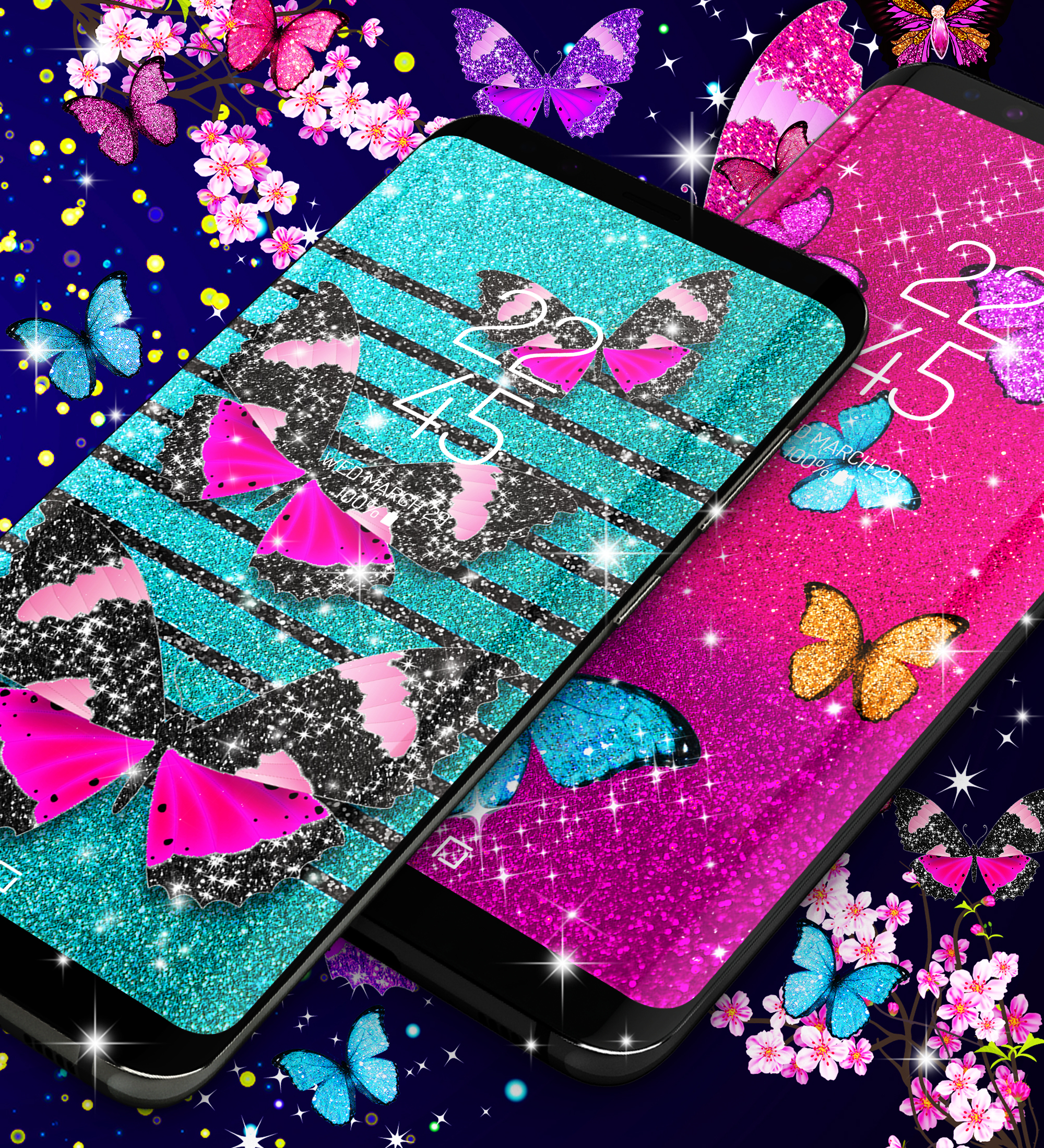 اسکرین شات 3 برنامه Glitter butterfly wallpapers