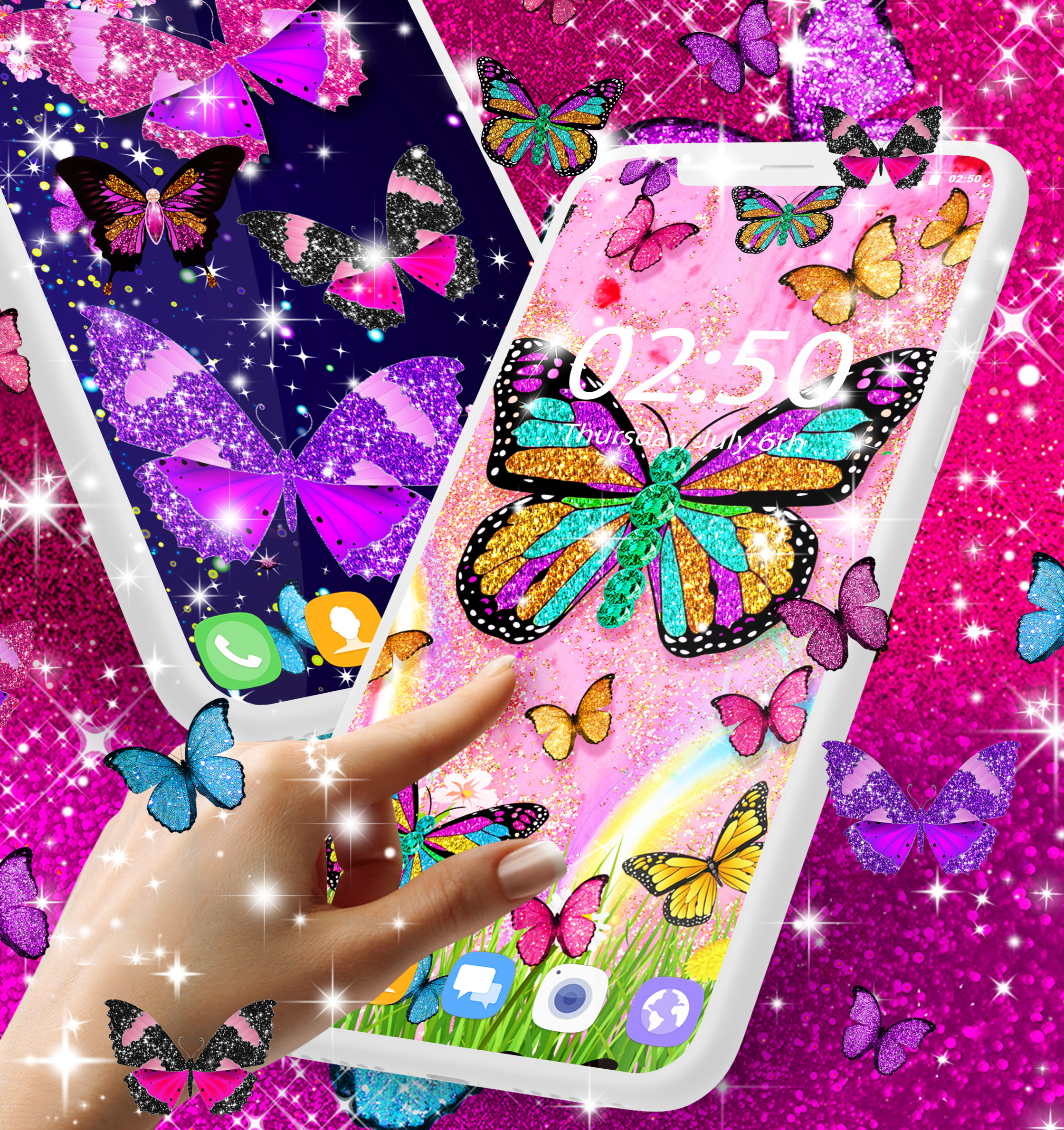 اسکرین شات 4 برنامه Glitter butterfly wallpapers