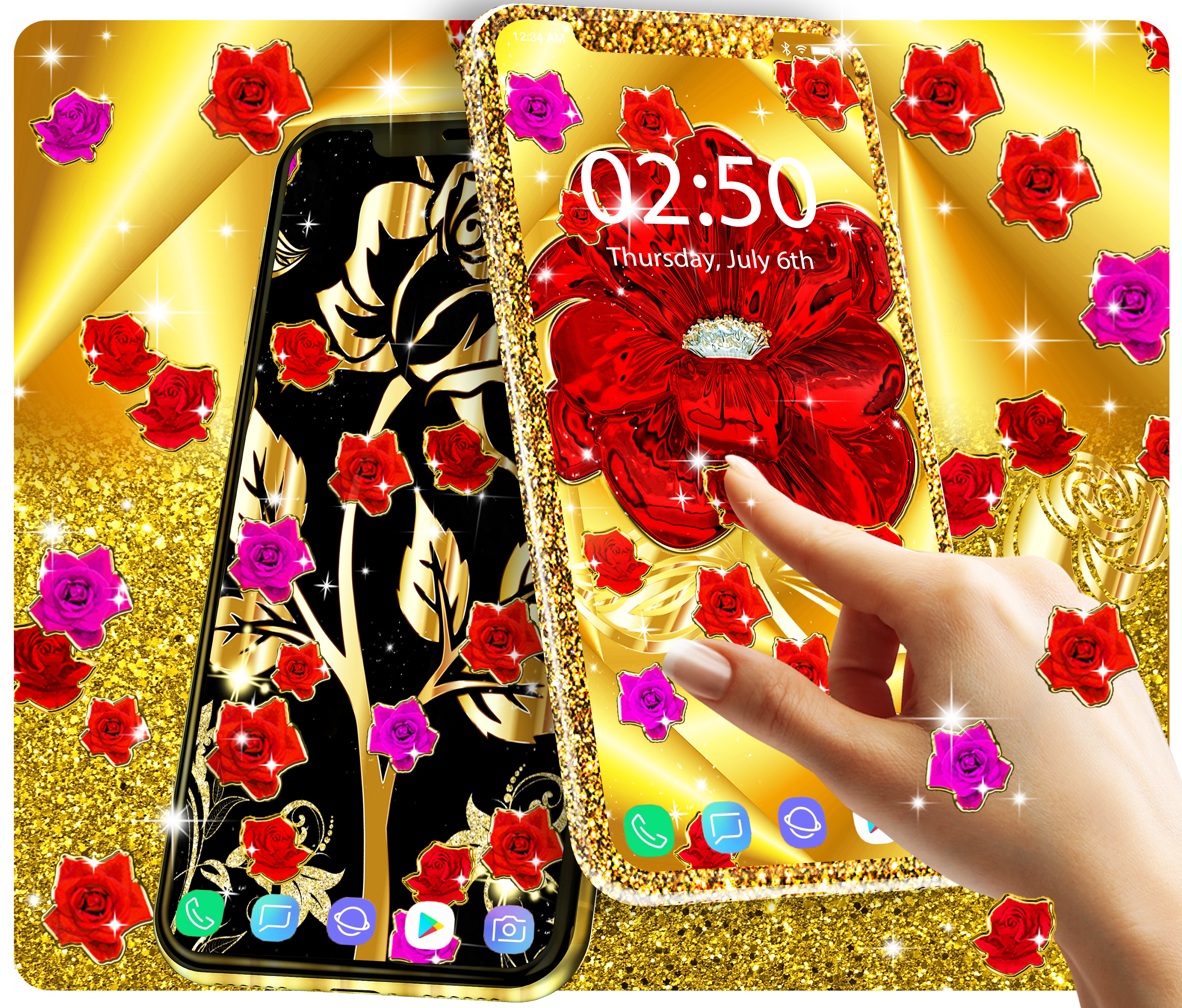 اسکرین شات 1 برنامه Gold rose live wallpaper