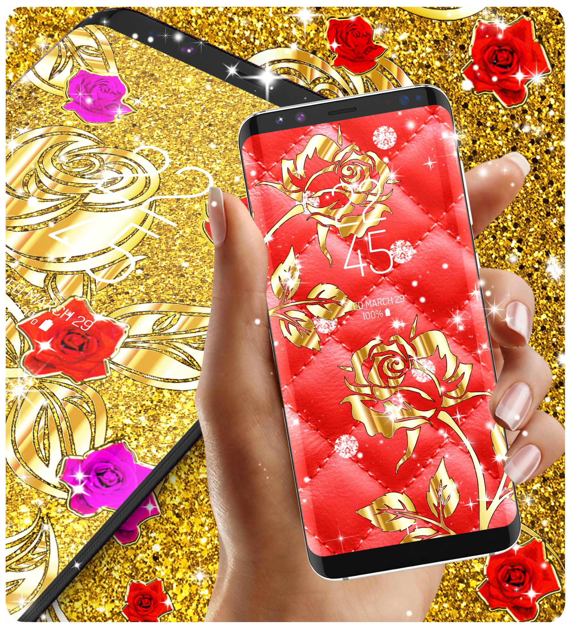 اسکرین شات 2 برنامه Gold rose live wallpaper