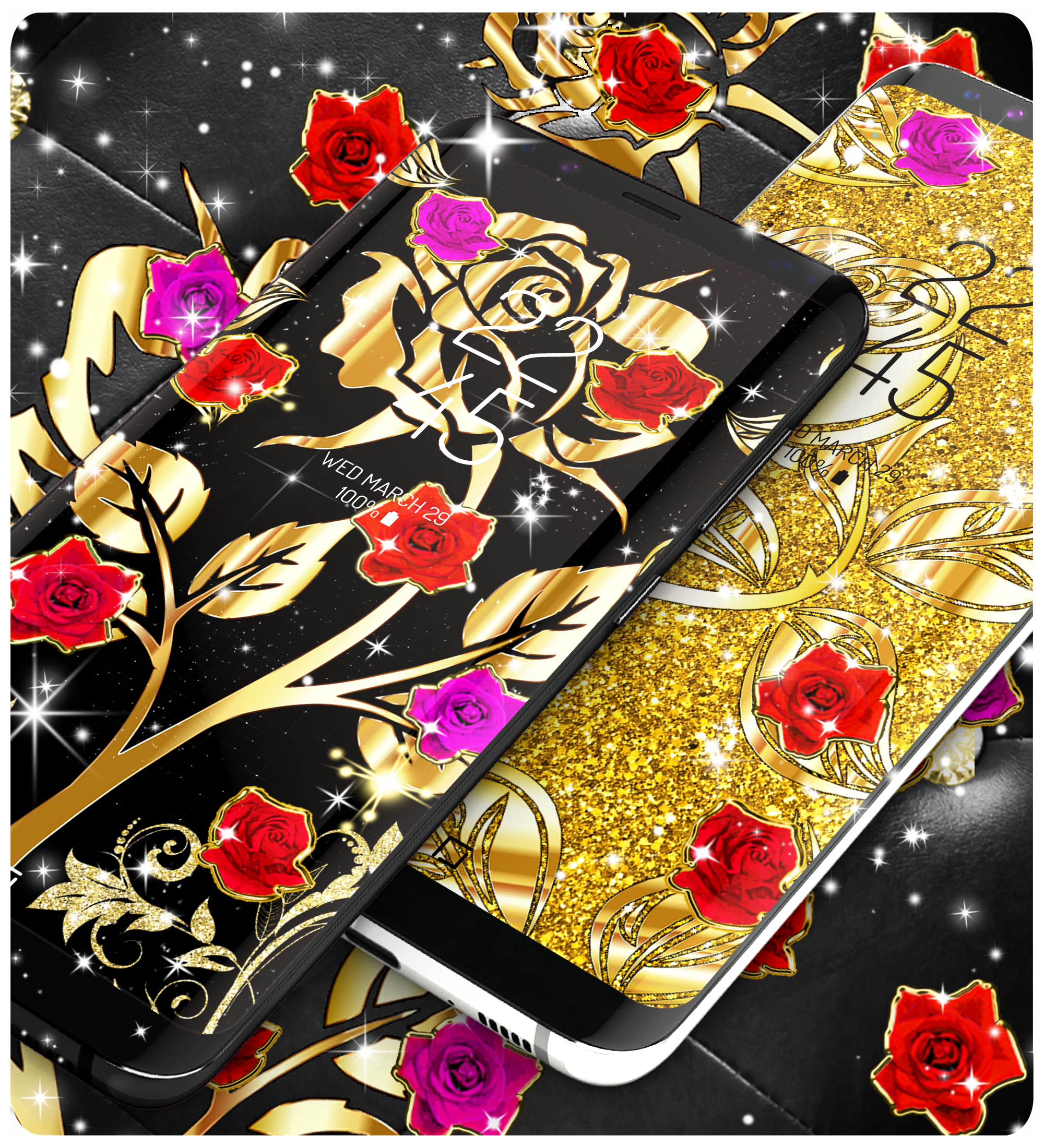 اسکرین شات 5 برنامه Gold rose live wallpaper