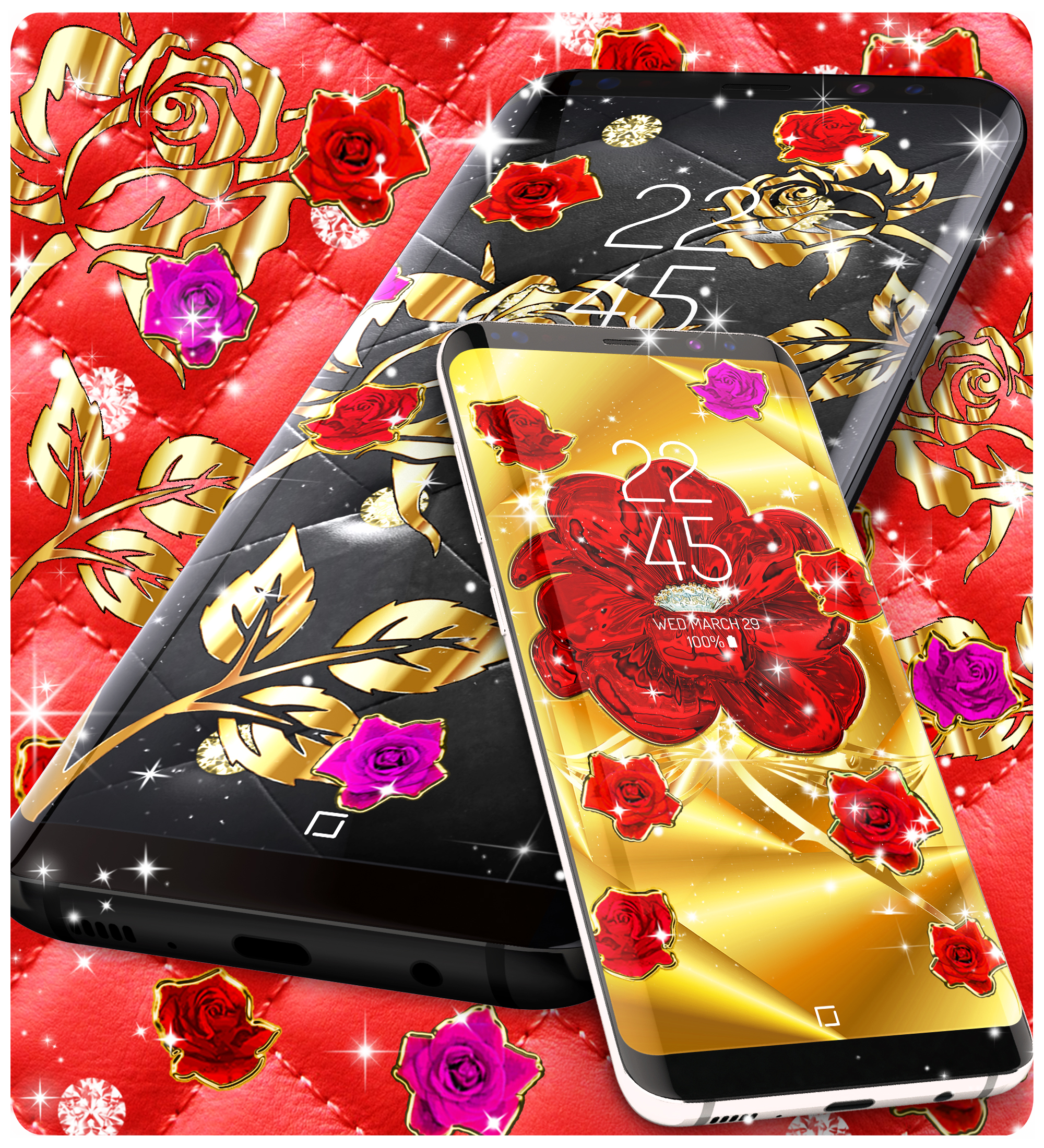 اسکرین شات 4 برنامه Gold rose live wallpaper
