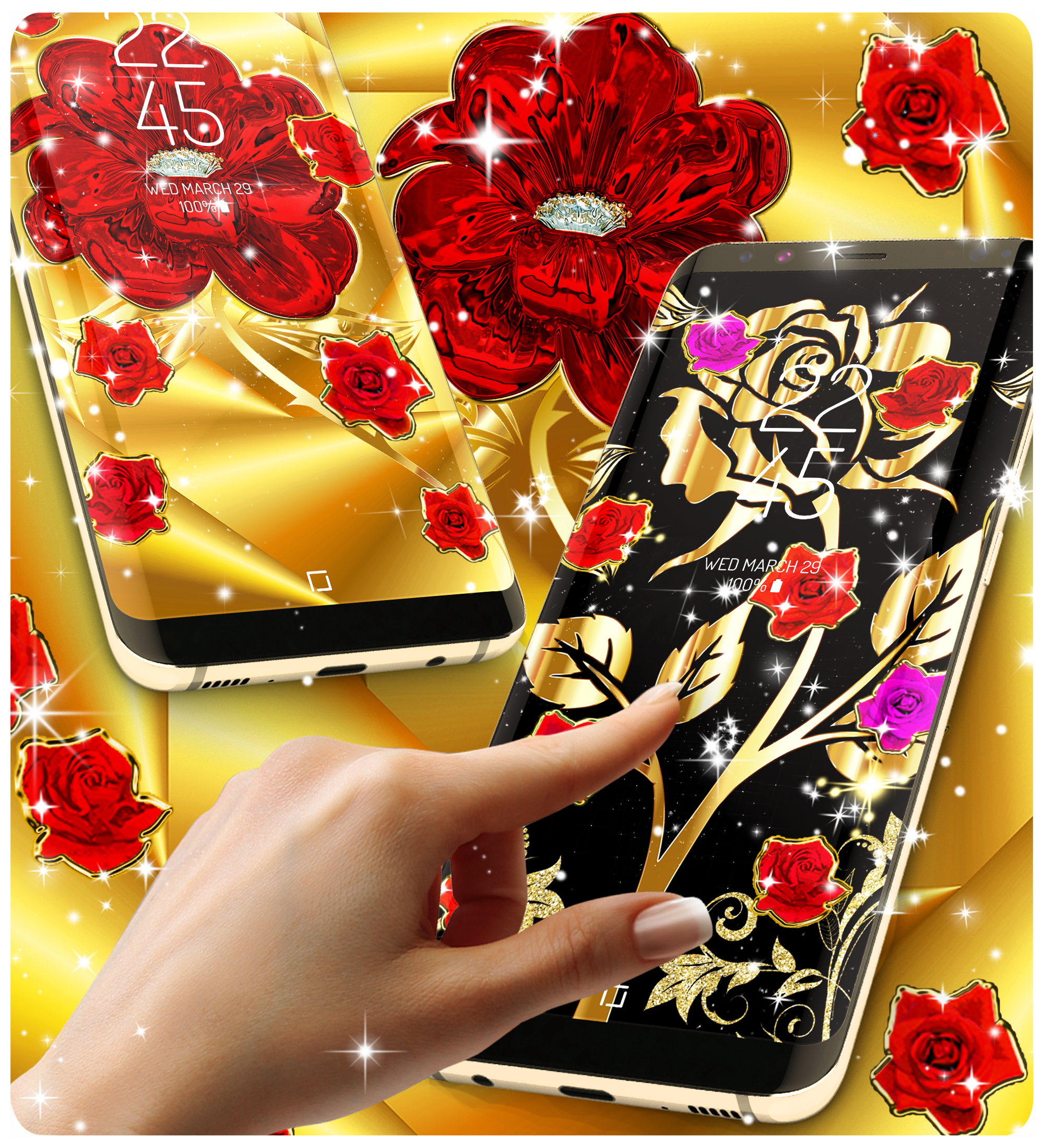 اسکرین شات 3 برنامه Gold rose live wallpaper