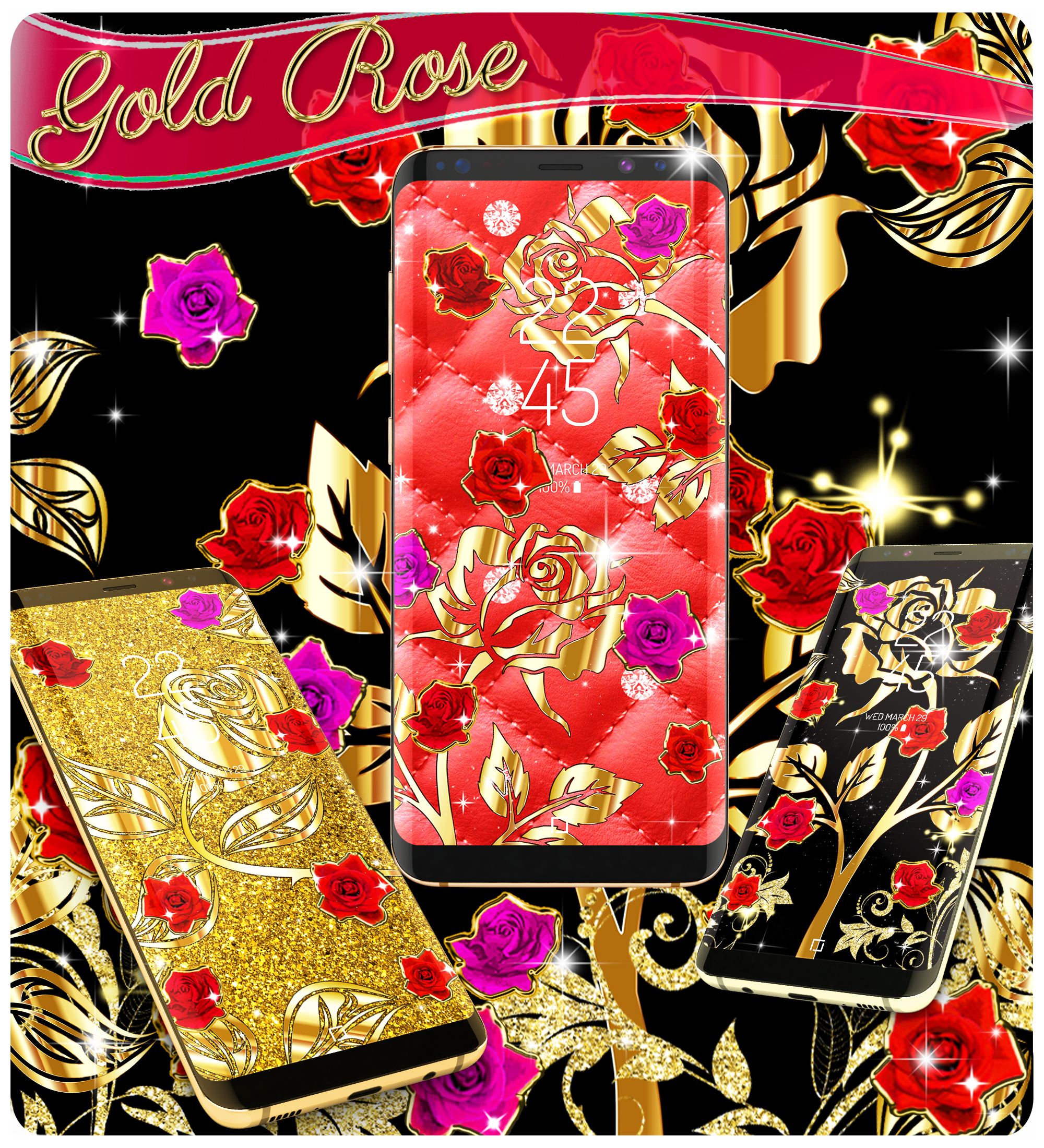 اسکرین شات 6 برنامه Gold rose live wallpaper
