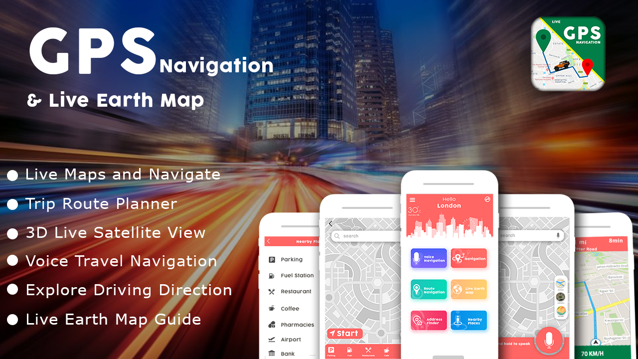 اسکرین شات 1 برنامه Live Navigation GPS: Earth Map