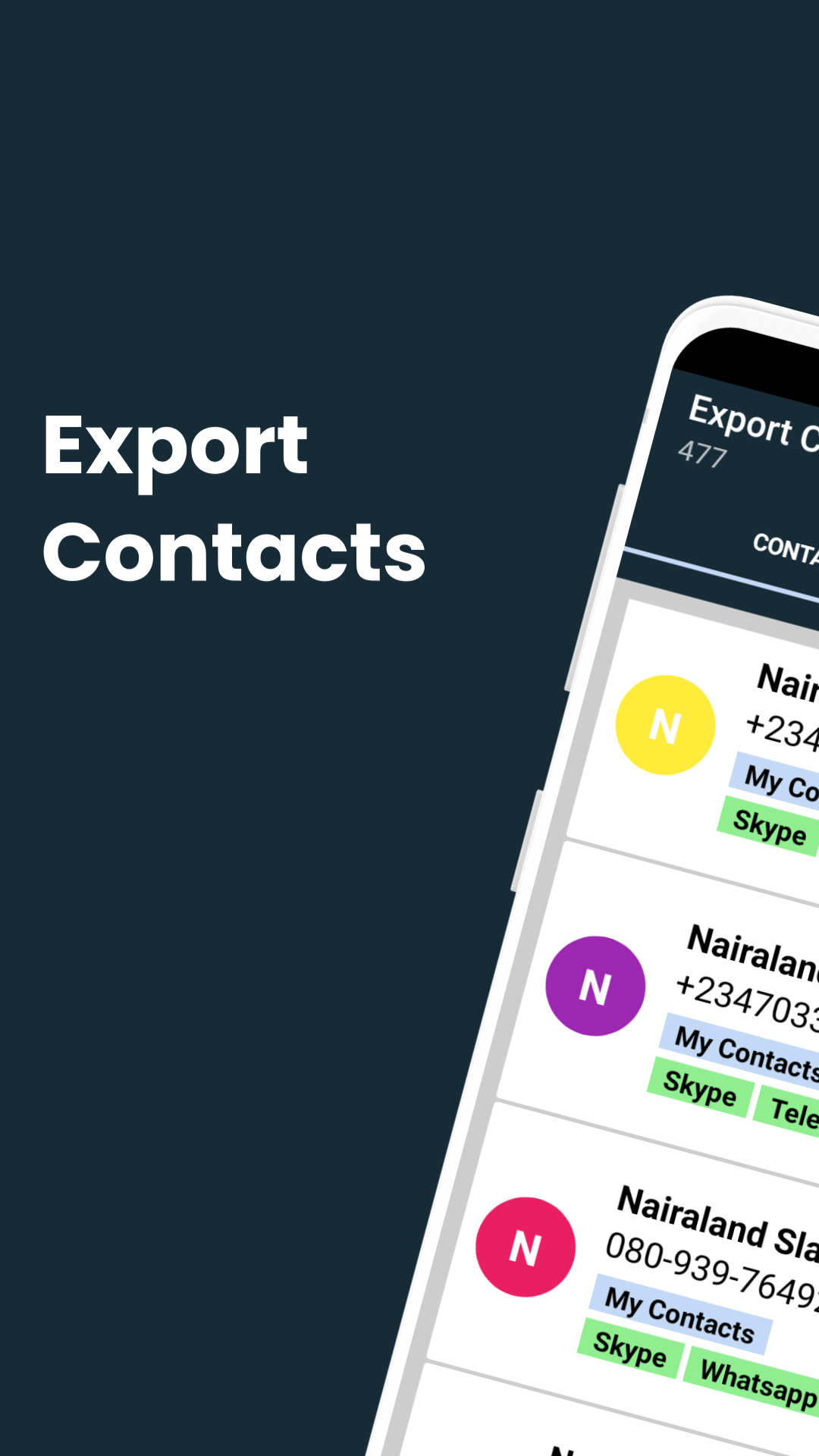 اسکرین شات 1 برنامه Export contacts