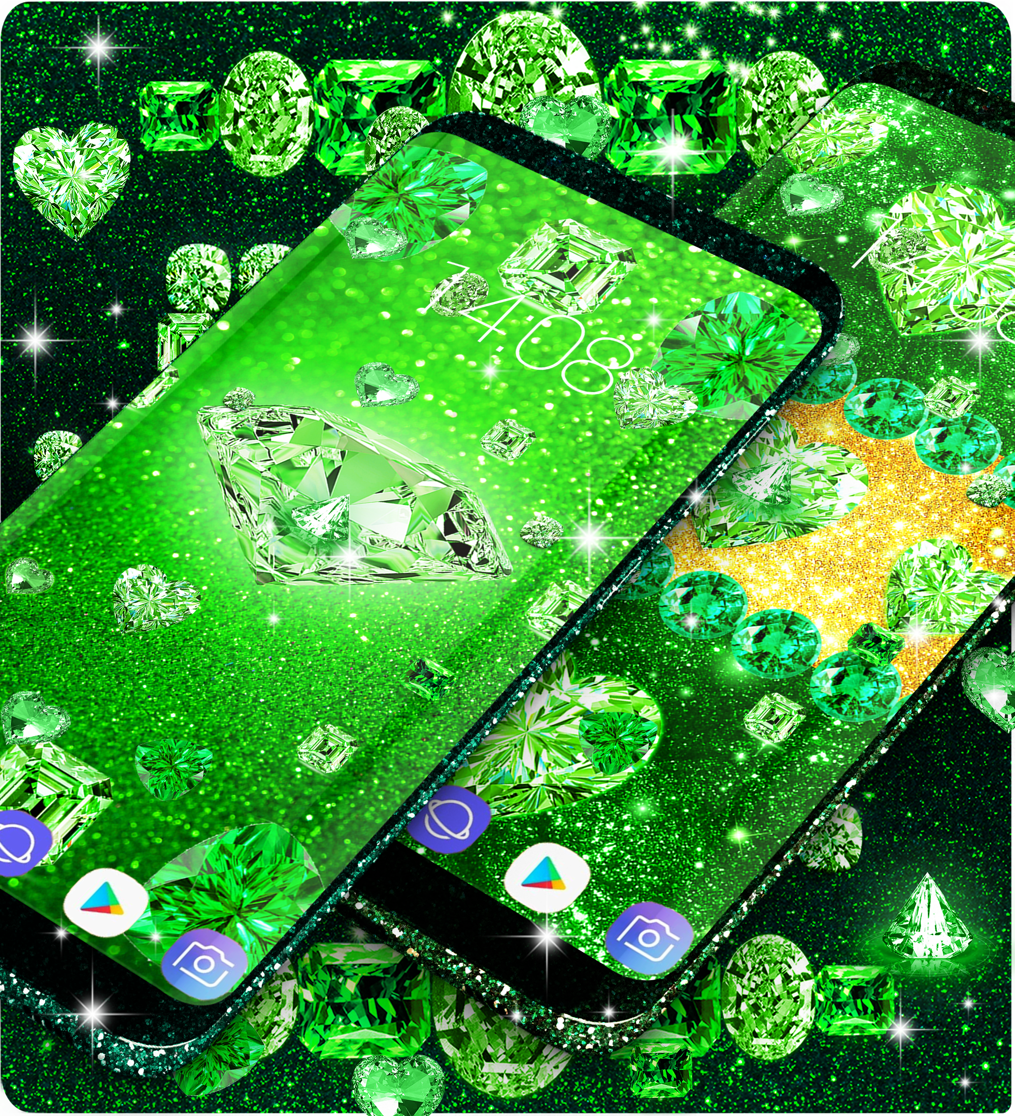 اسکرین شات 2 برنامه Green diamond shiny wallpapers