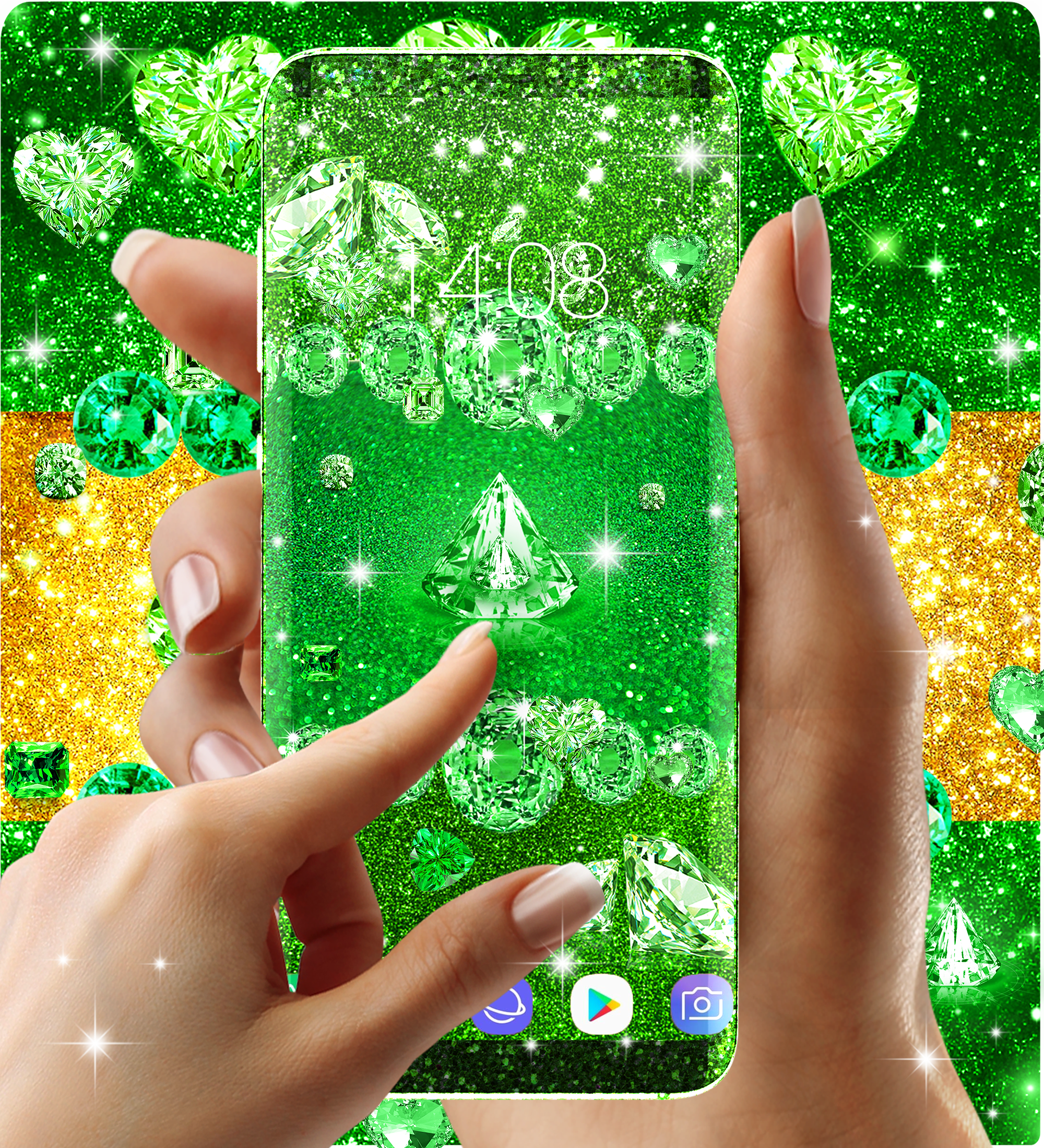 اسکرین شات 4 برنامه Green diamond shiny wallpapers