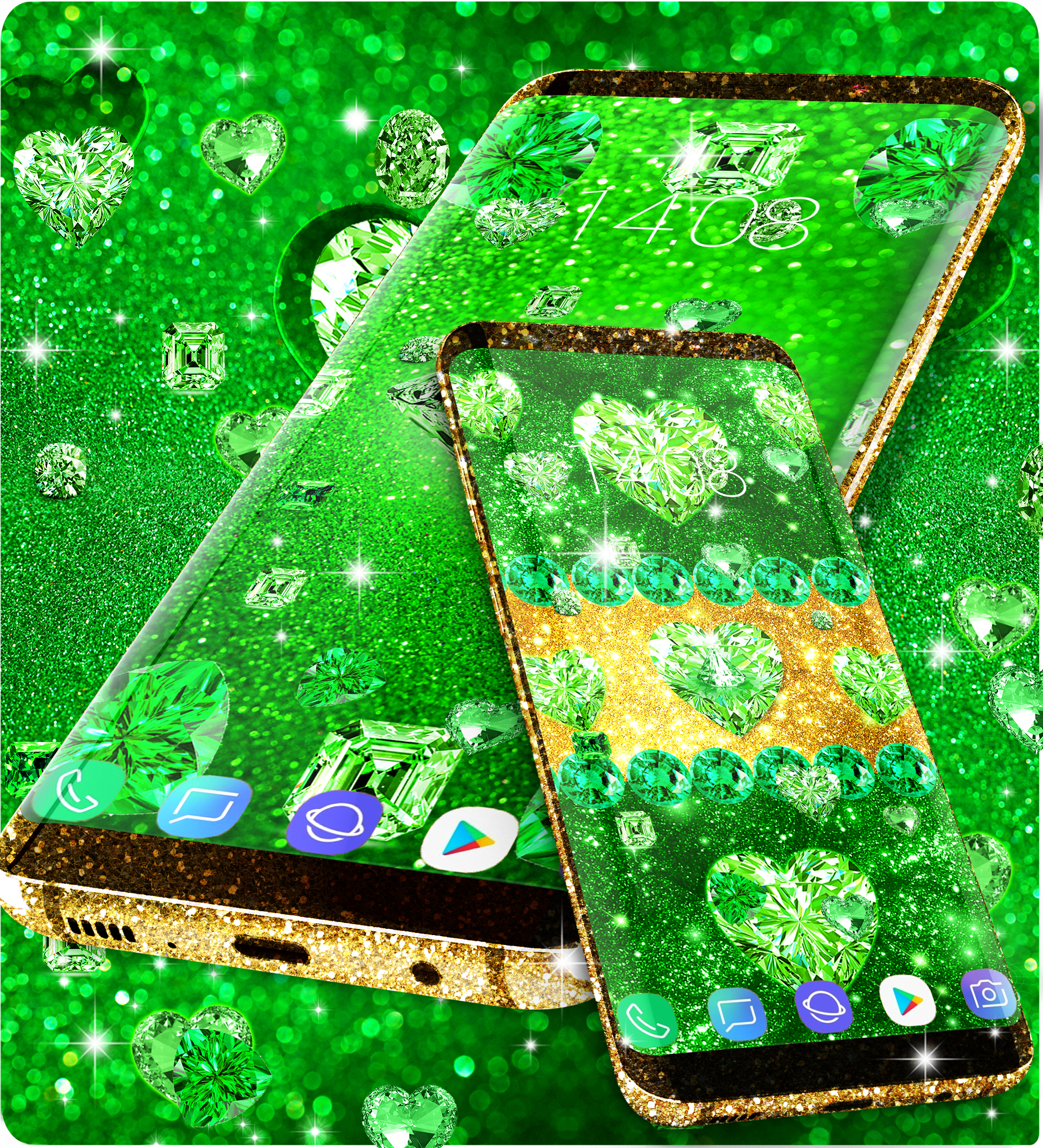 اسکرین شات 5 برنامه Green diamond shiny wallpapers