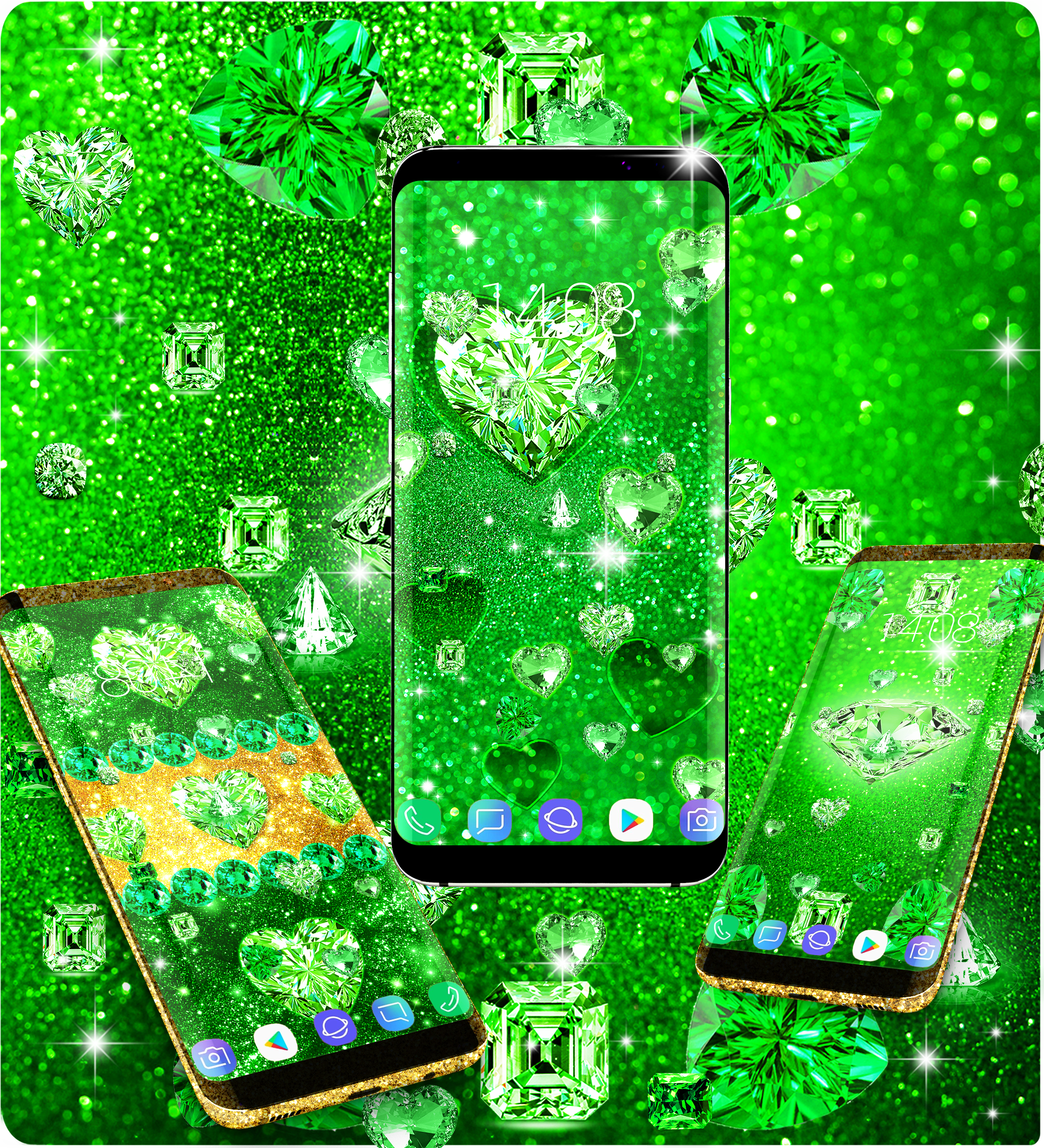 اسکرین شات 3 برنامه Green diamond shiny wallpapers