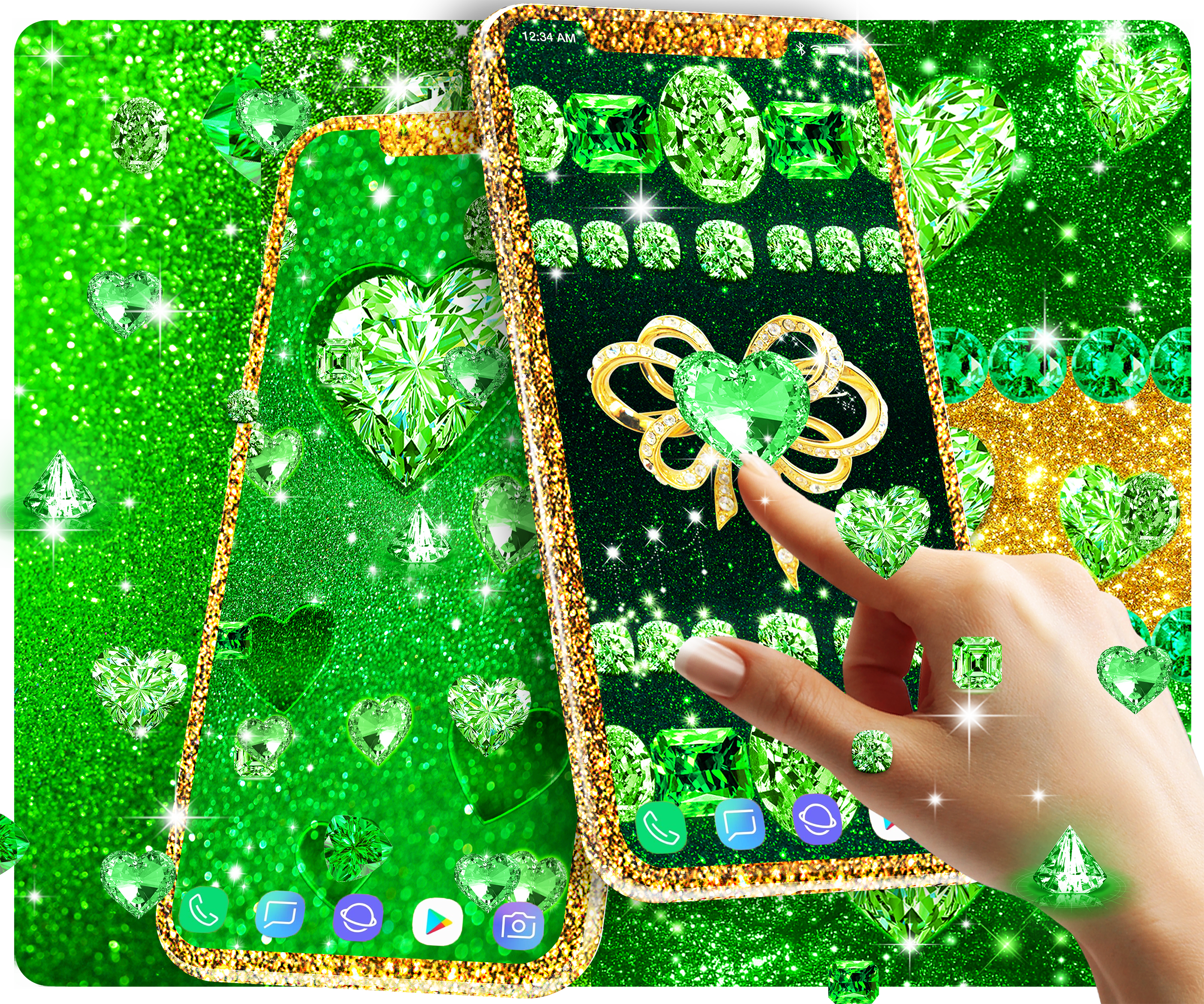 اسکرین شات 1 برنامه Green diamond shiny wallpapers