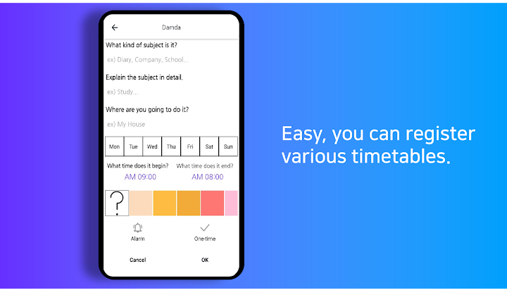 اسکرین شات 3 برنامه Planner Timetable with alarm for study - Damda