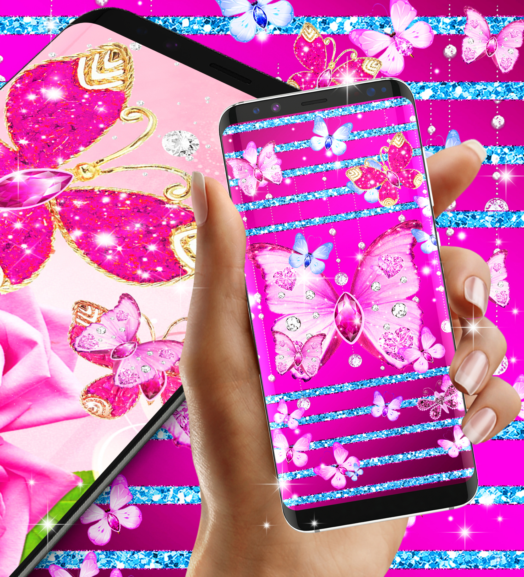 اسکرین شات 5 برنامه Diamond butterfly wallpapers
