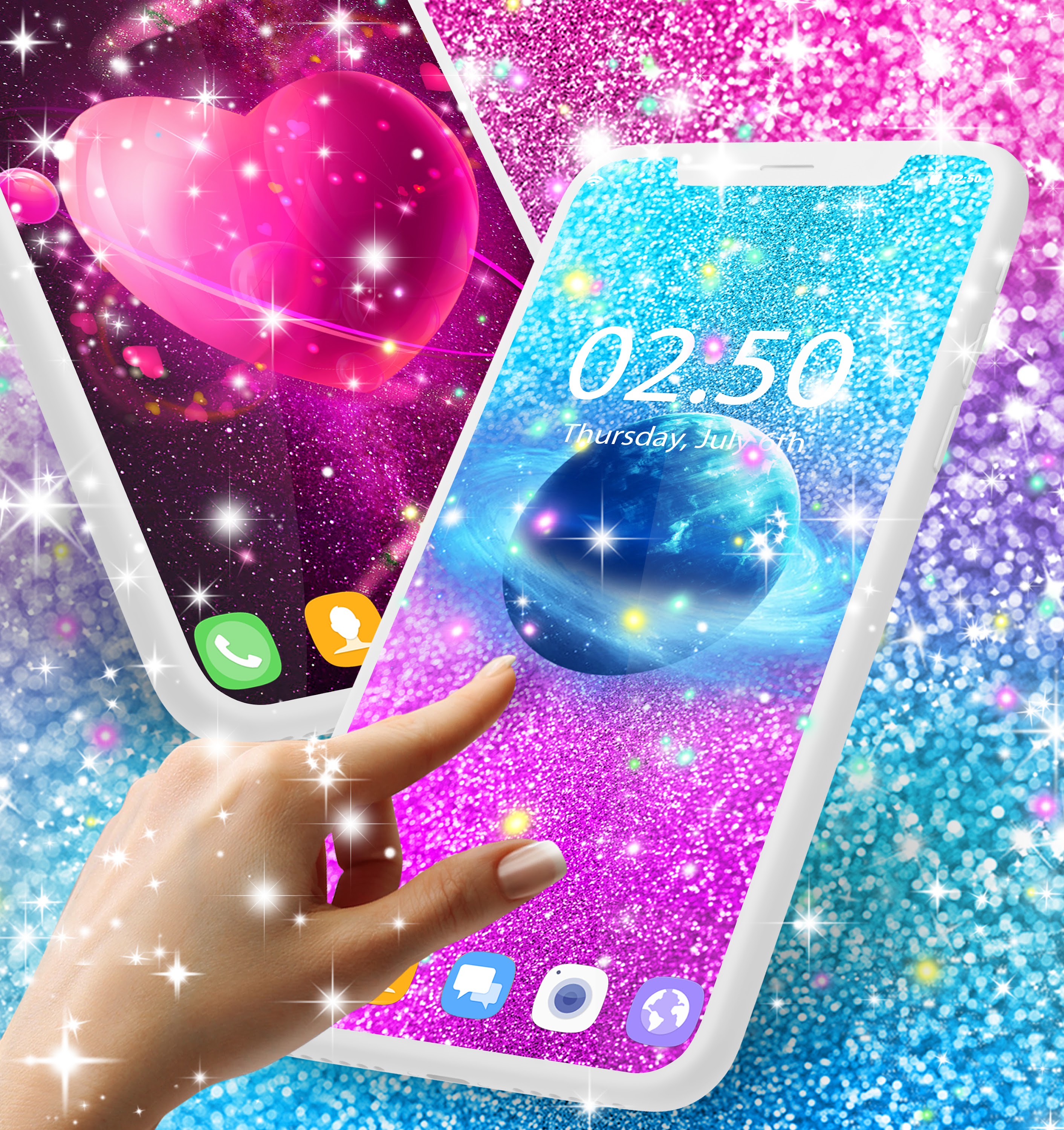 اسکرین شات 2 برنامه Glitter galaxy live wallpaper