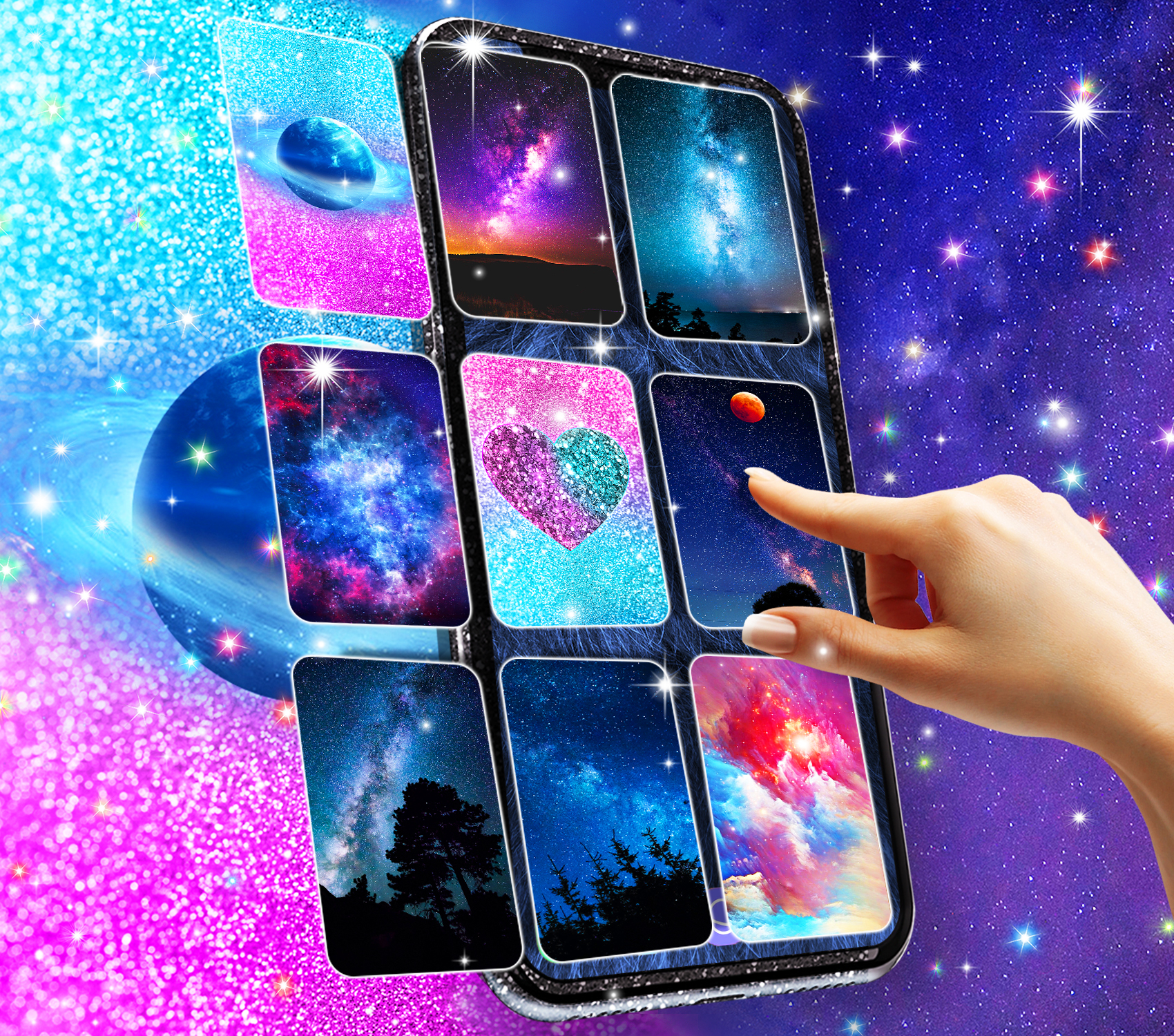 اسکرین شات 1 برنامه Glitter galaxy live wallpaper
