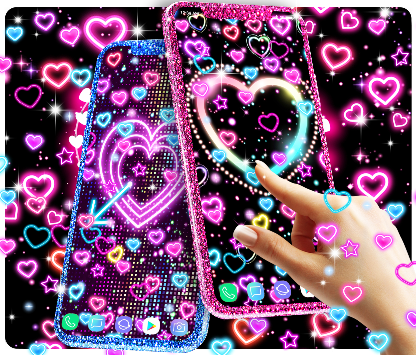 اسکرین شات 2 برنامه Neon hearts live wallpaper