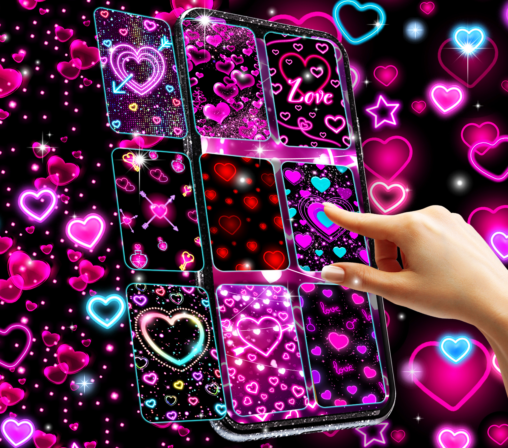 اسکرین شات 1 برنامه Neon hearts live wallpaper