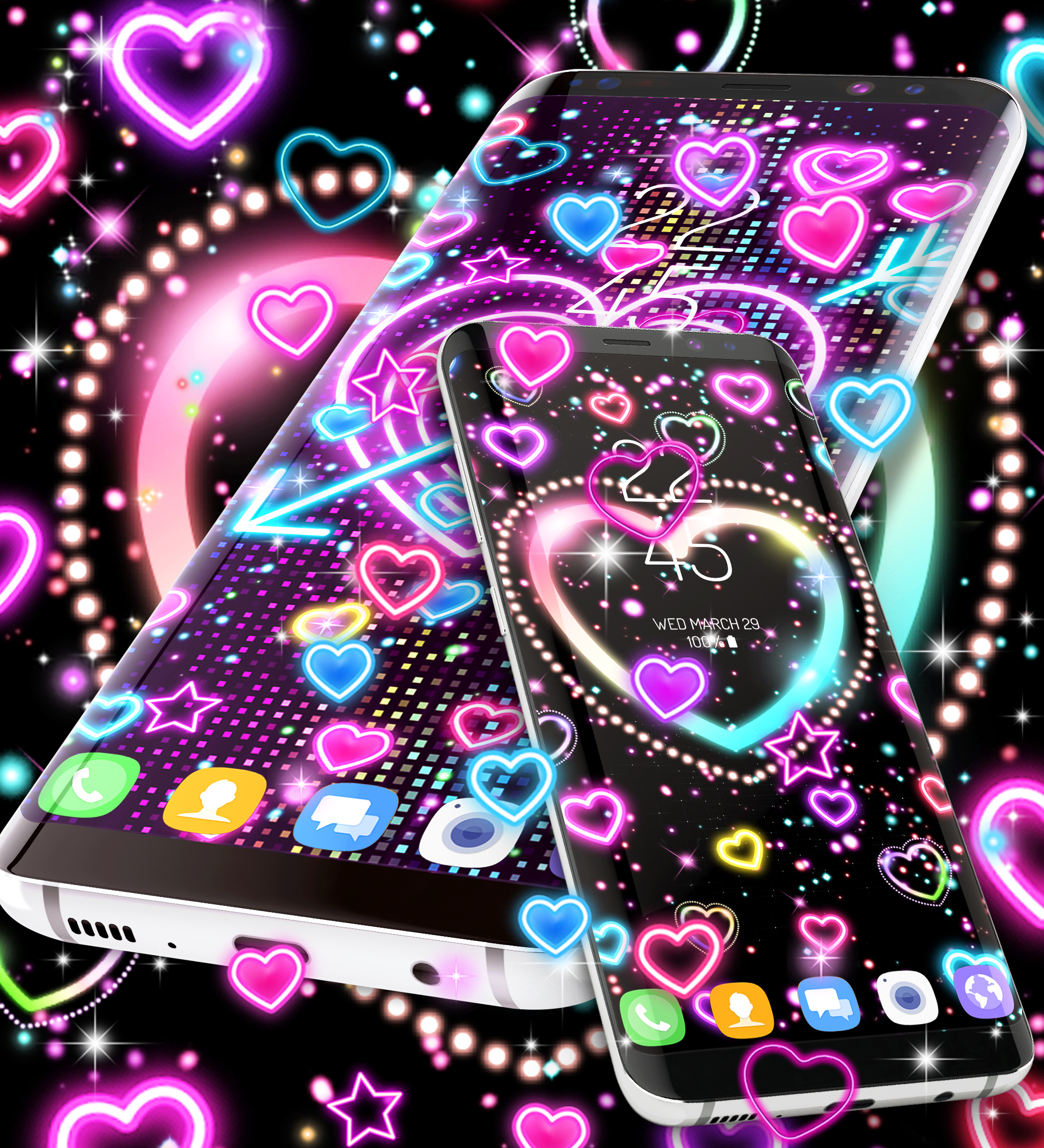 اسکرین شات 7 برنامه Neon hearts live wallpaper