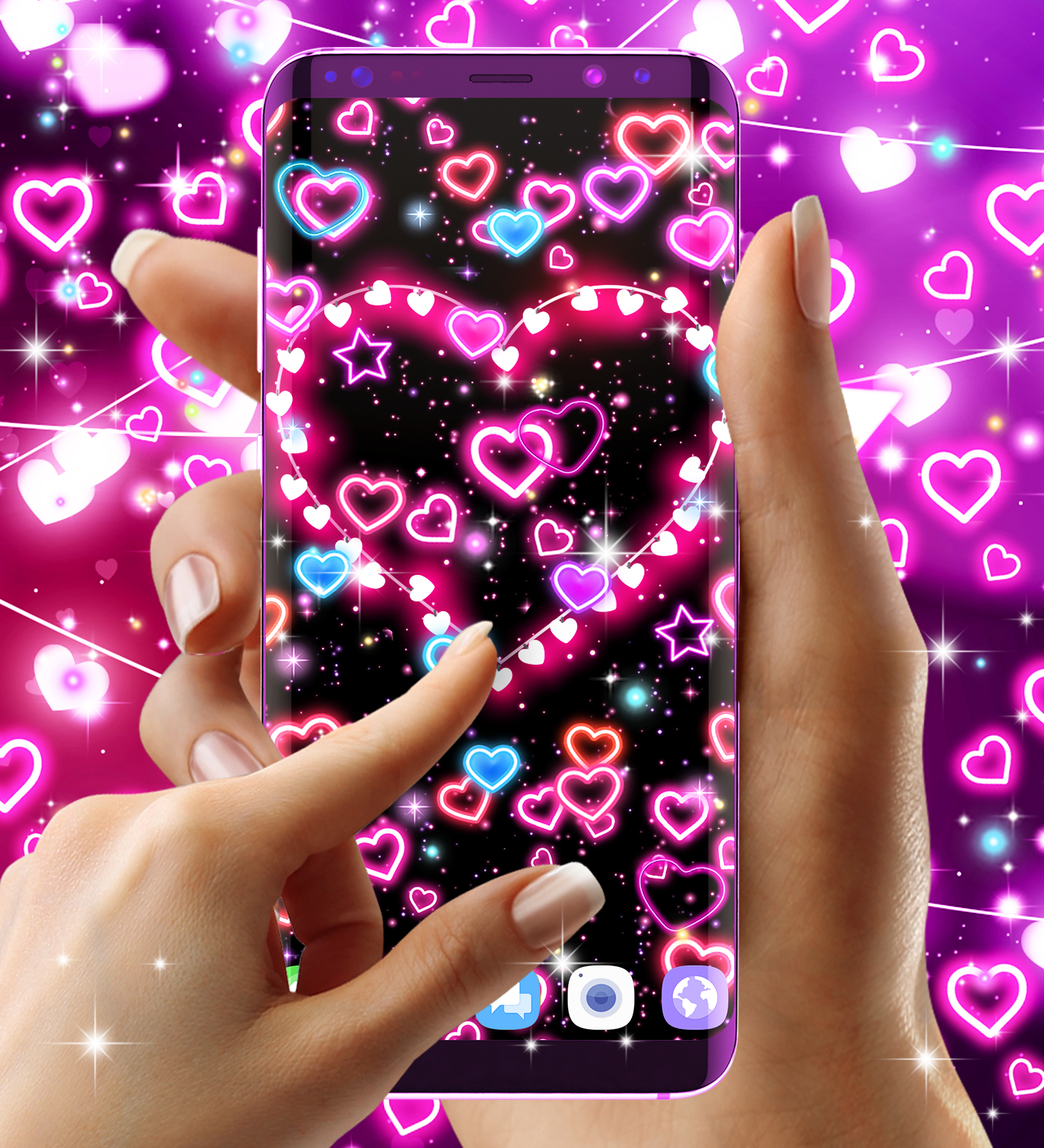 اسکرین شات 5 برنامه Neon hearts live wallpaper