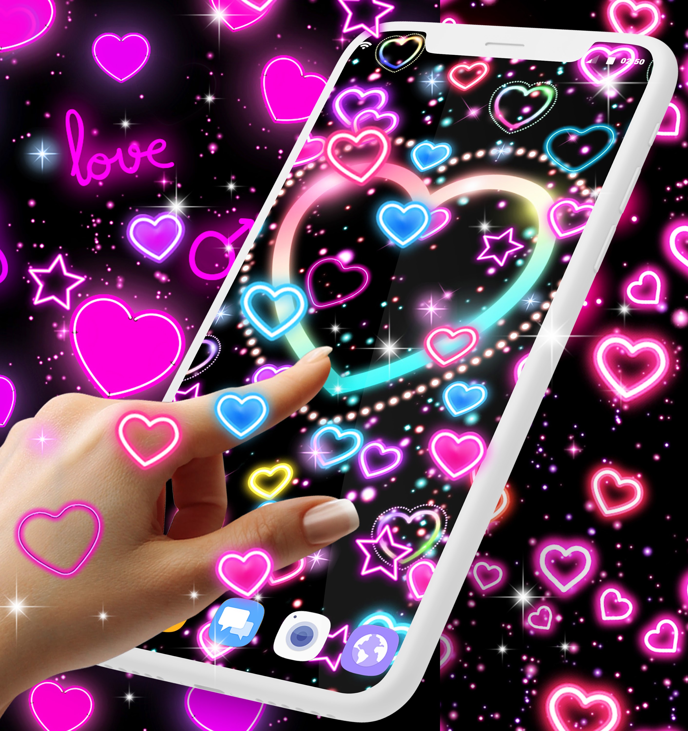 اسکرین شات 4 برنامه Neon hearts live wallpaper