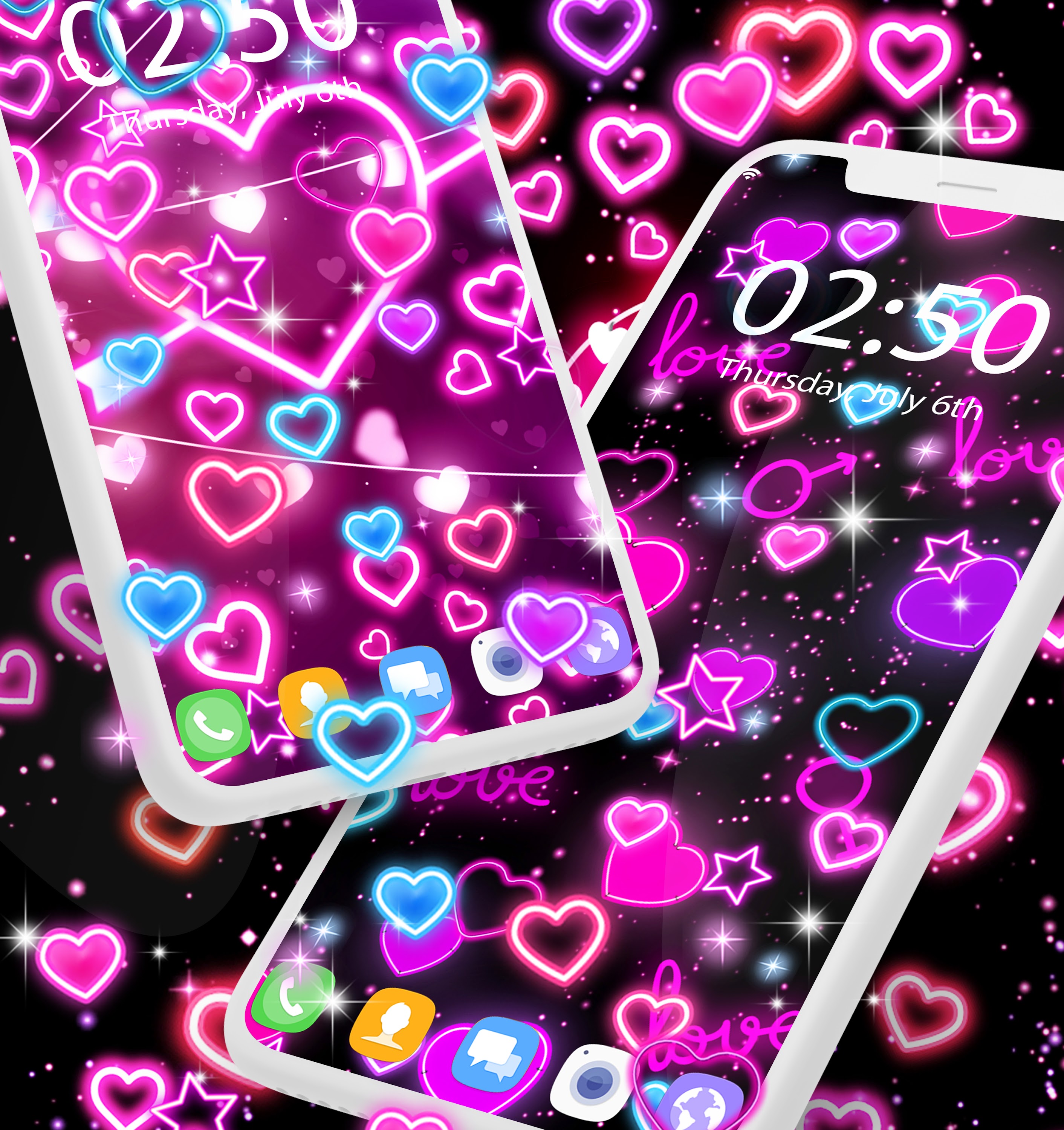 اسکرین شات 3 برنامه Neon hearts live wallpaper