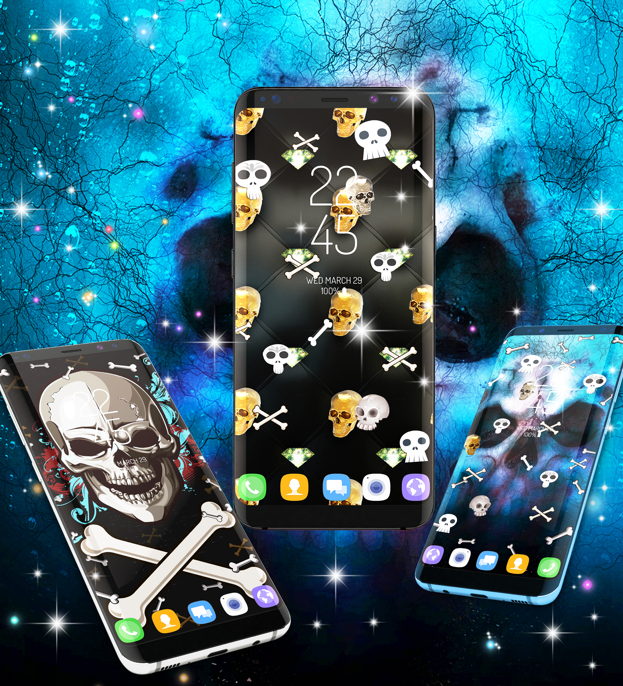 اسکرین شات 6 برنامه Skull live wallpaper
