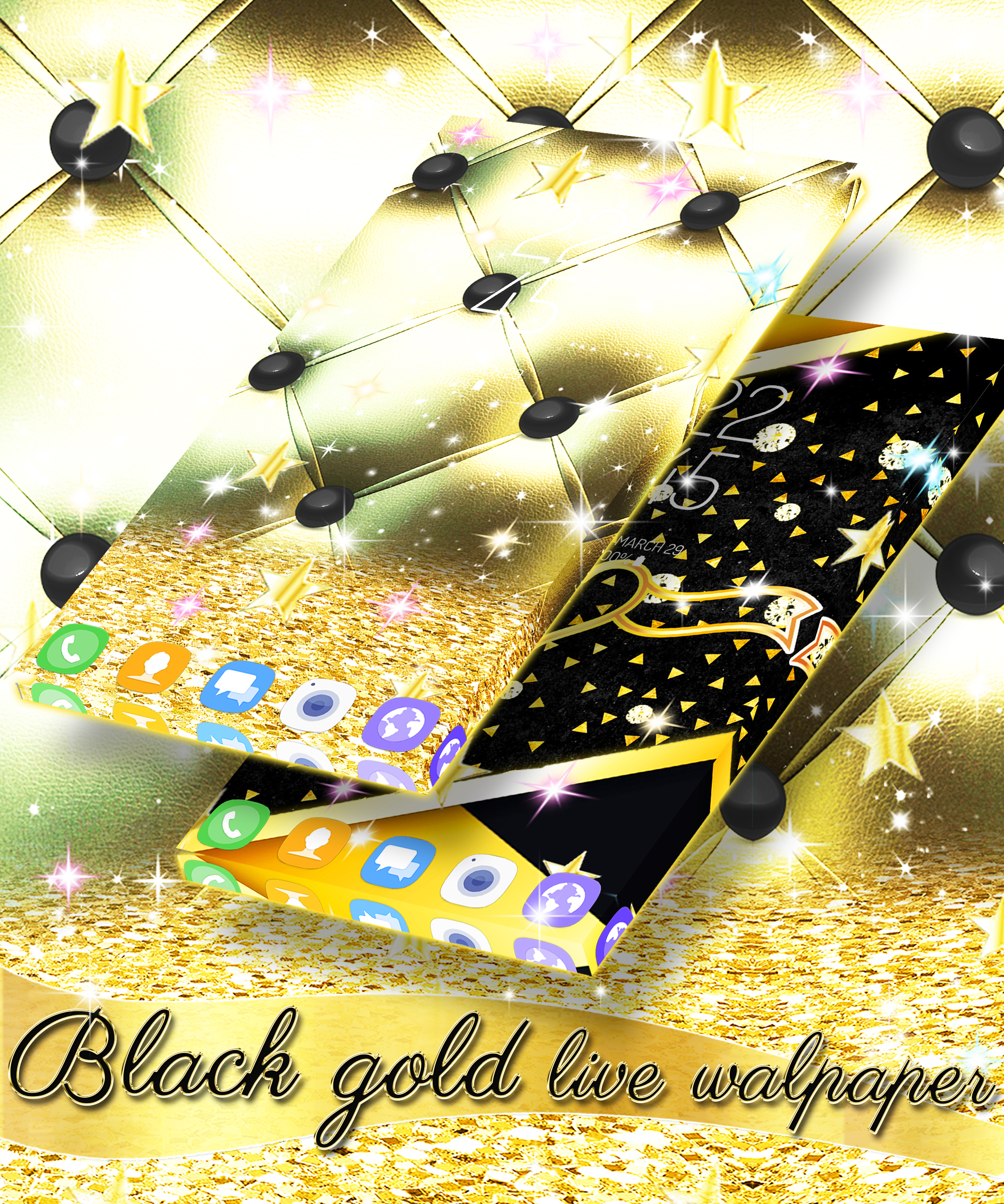 اسکرین شات 5 برنامه Black gold live wallpaper