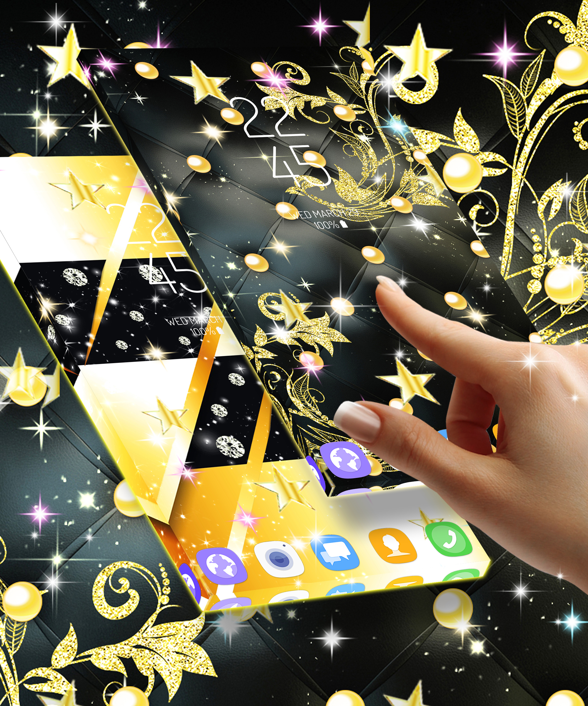 اسکرین شات 4 برنامه Black gold live wallpaper