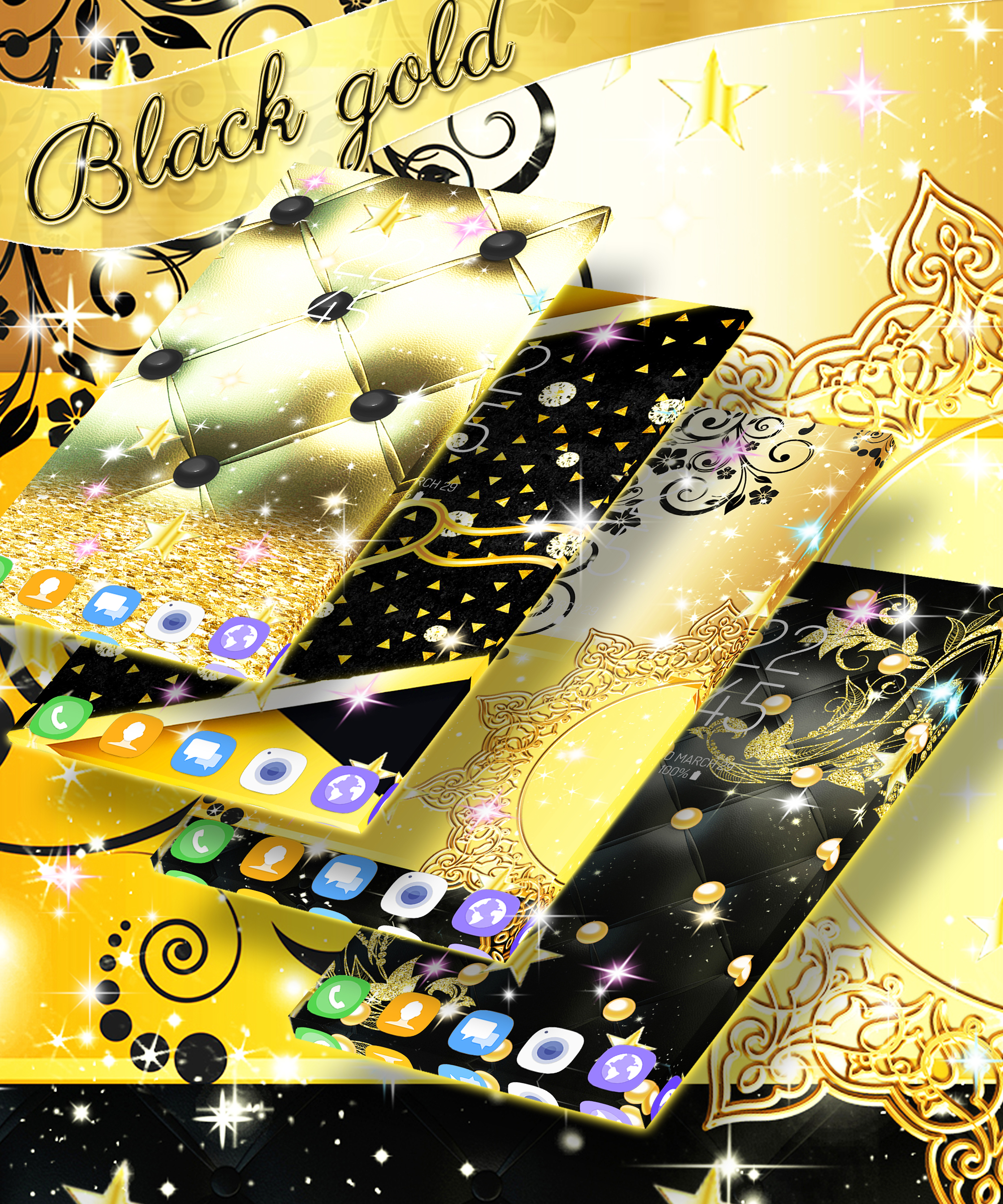 اسکرین شات 2 برنامه Black gold live wallpaper