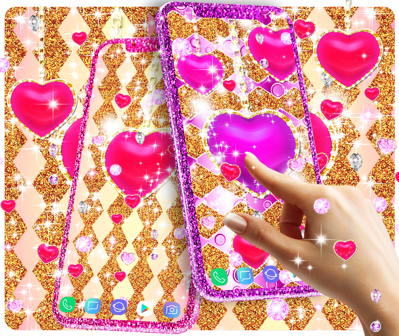 اسکرین شات 3 برنامه Golden diamond heart wallpaper