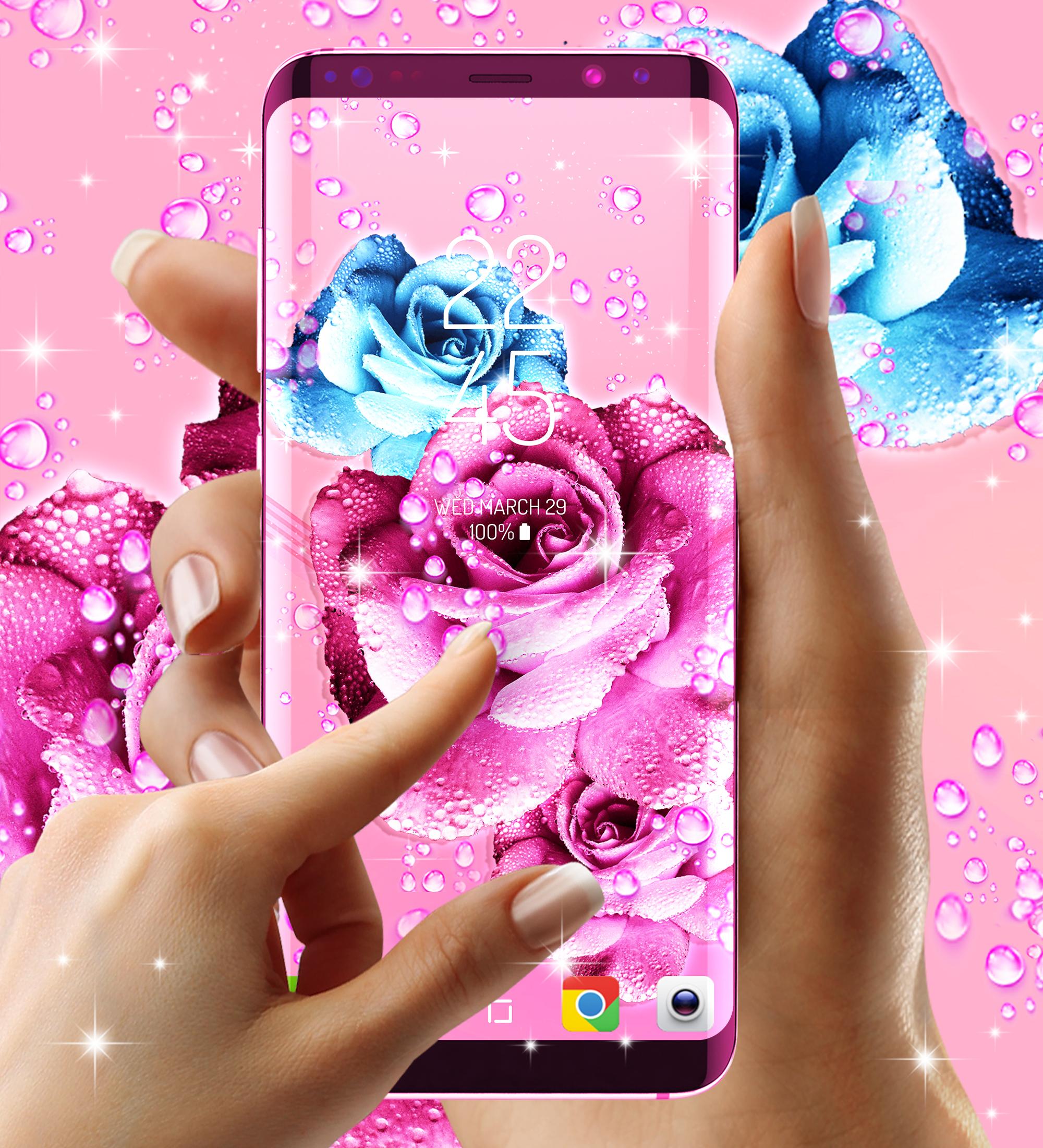 اسکرین شات 5 برنامه Rose pink water drop wallpaper