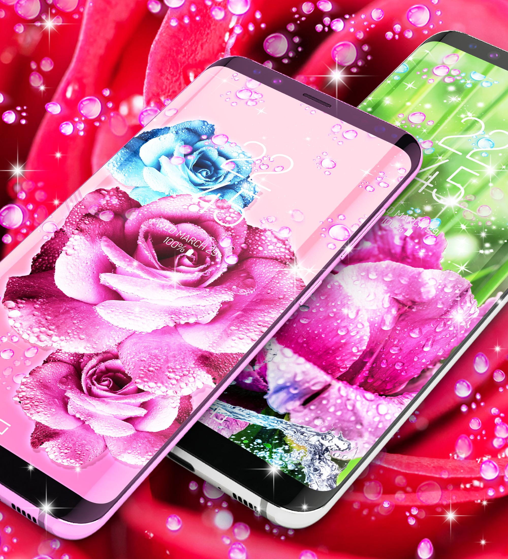 اسکرین شات 3 برنامه Rose pink water drop wallpaper